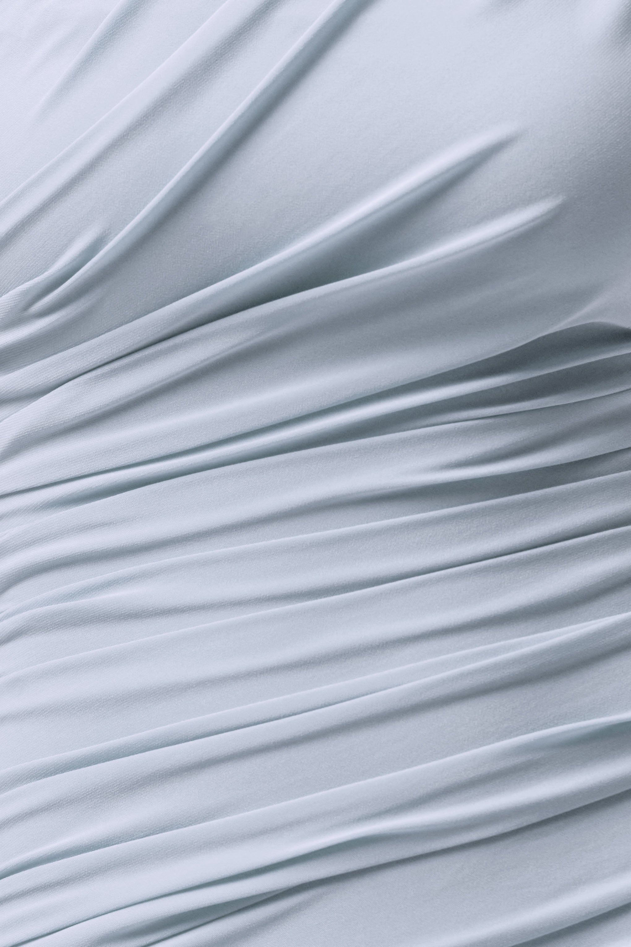 Mardi | Powder Blue Asymmetric Maxi Dress With Ruching-Sowoom