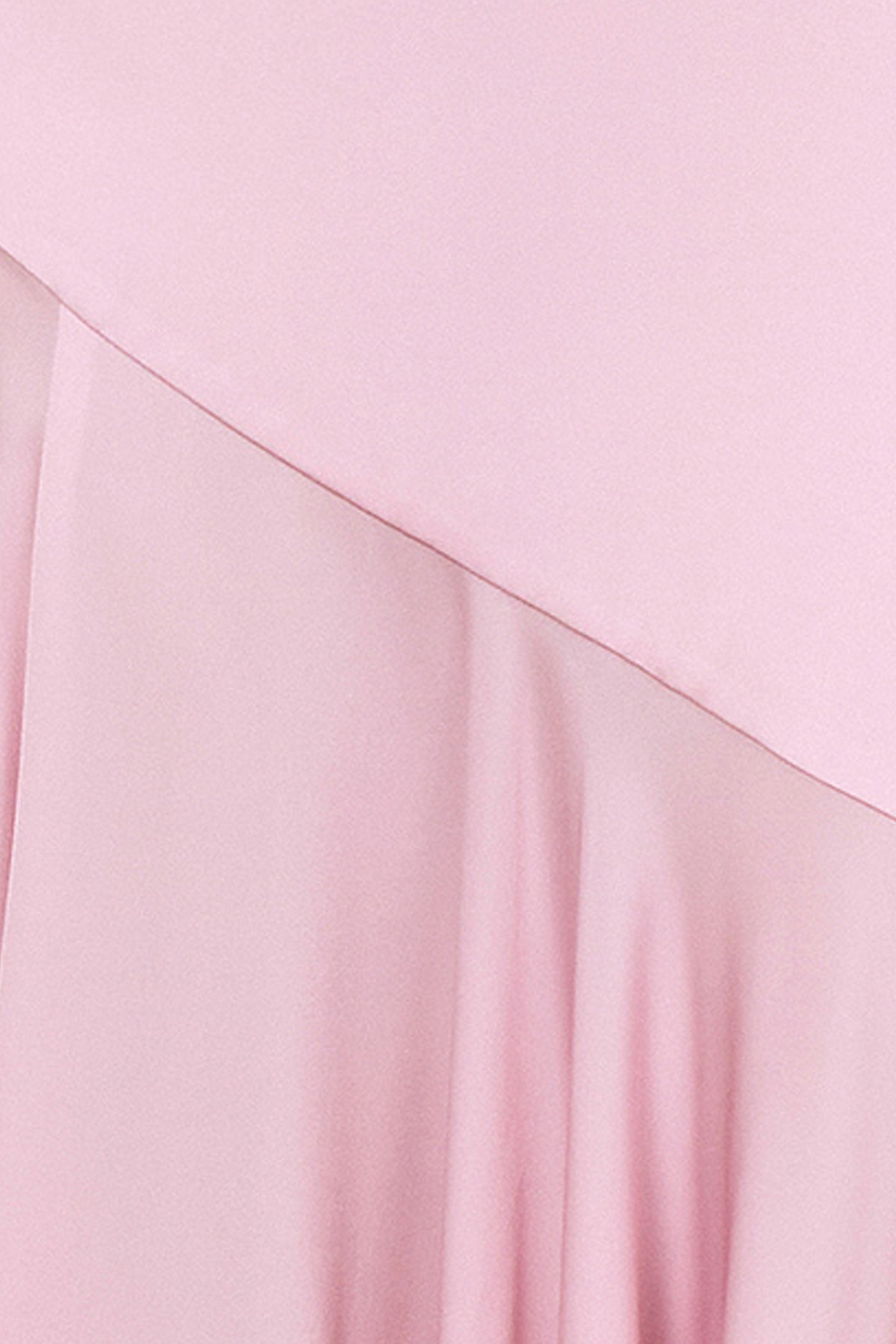 Luscious | Light Pink High-Neck Maxi Dress With Drop-Waist And Bow Detail-Sowoom