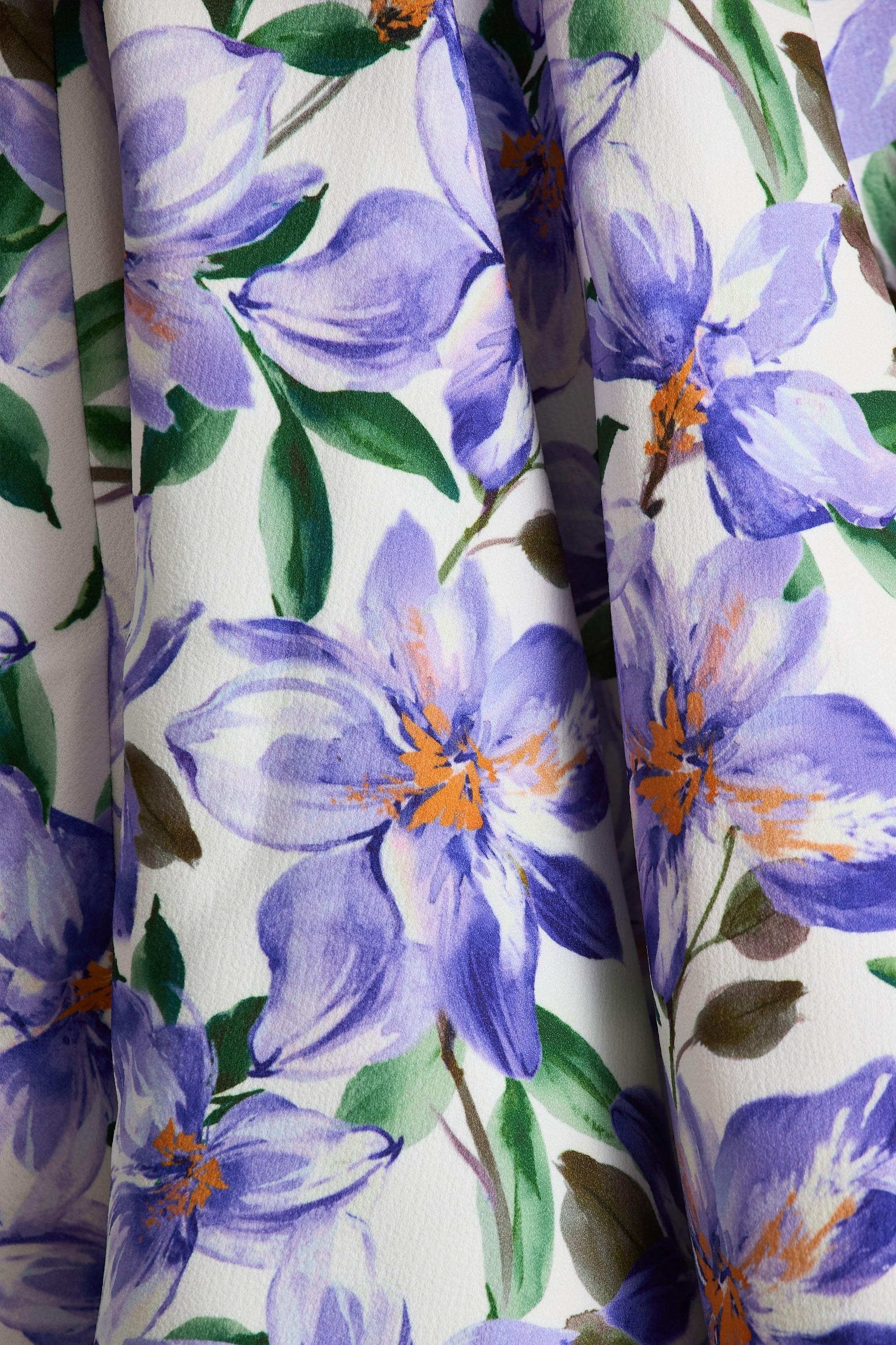 Gabrielle | Purple Lily Print Boat-Neck Skater Mini Dress-Sowoom