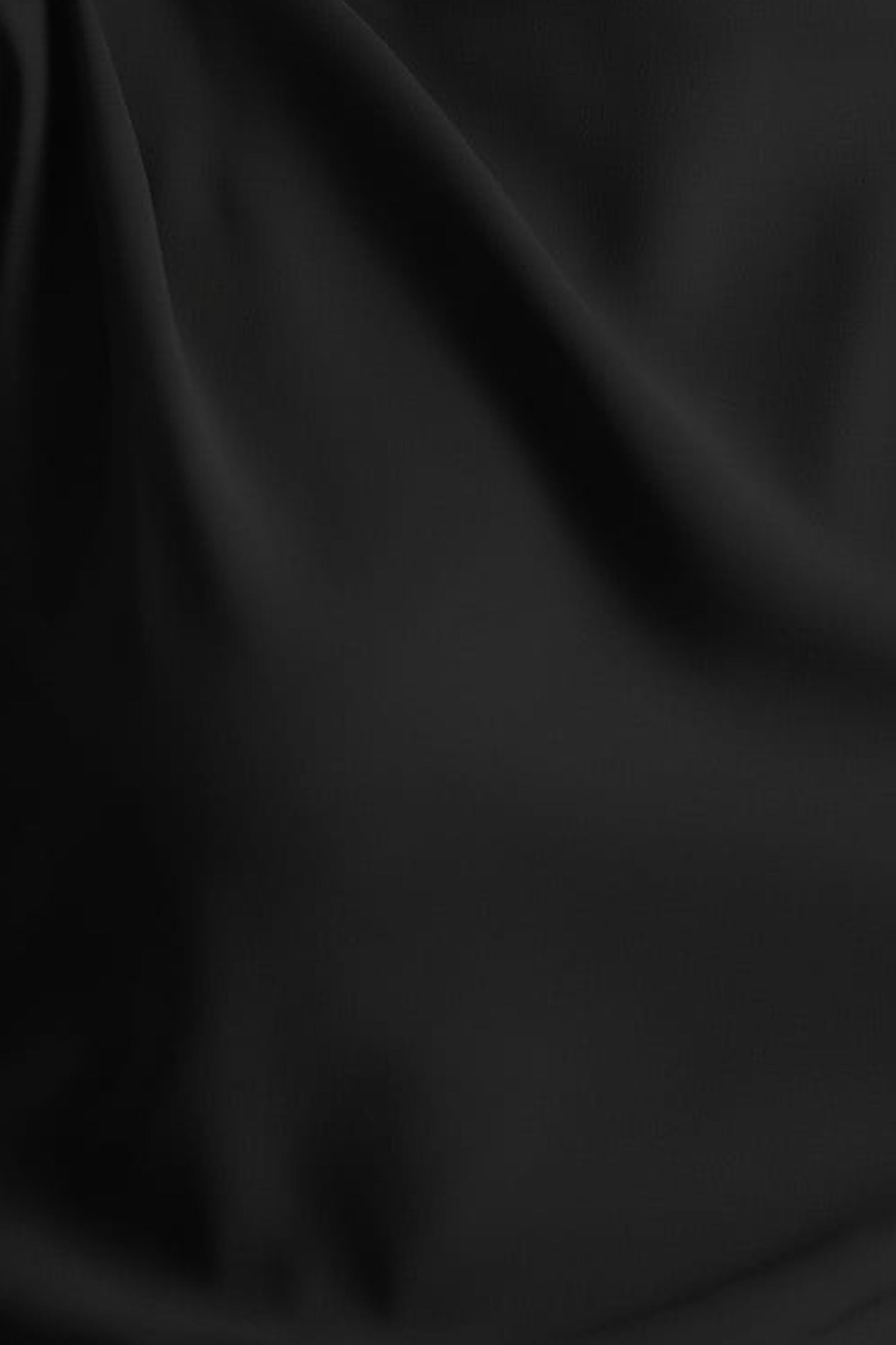 Jimena | Black High-Neck Midi Dress With One-Long Sleeve And Pleated Detailing-Sowoom