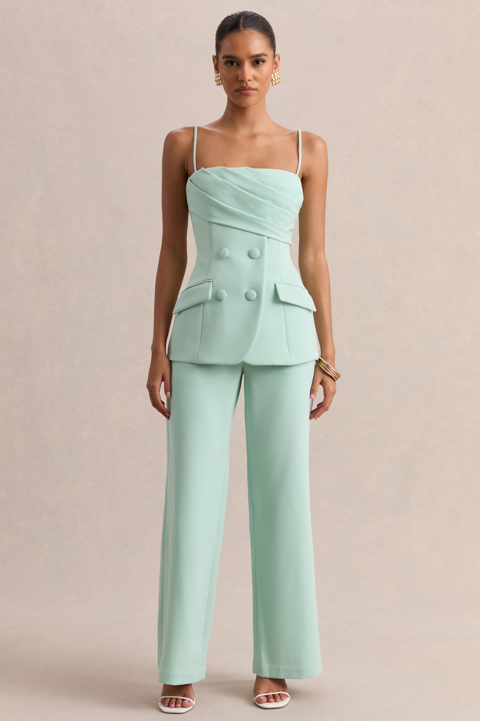 Malou | Sage Tailored Trousers-Sowoom