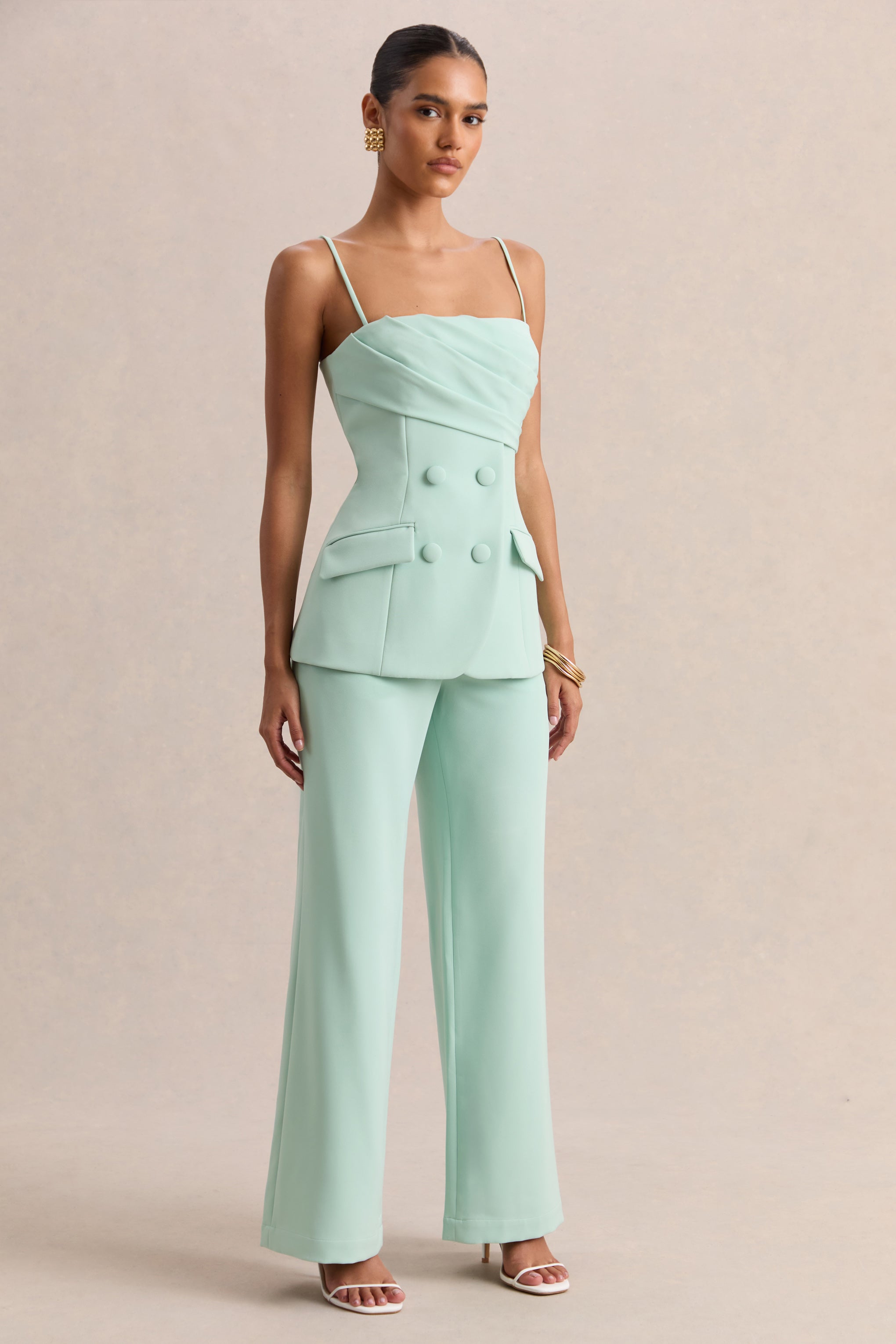 Malou | Sage Tailored Trousers-Sowoom
