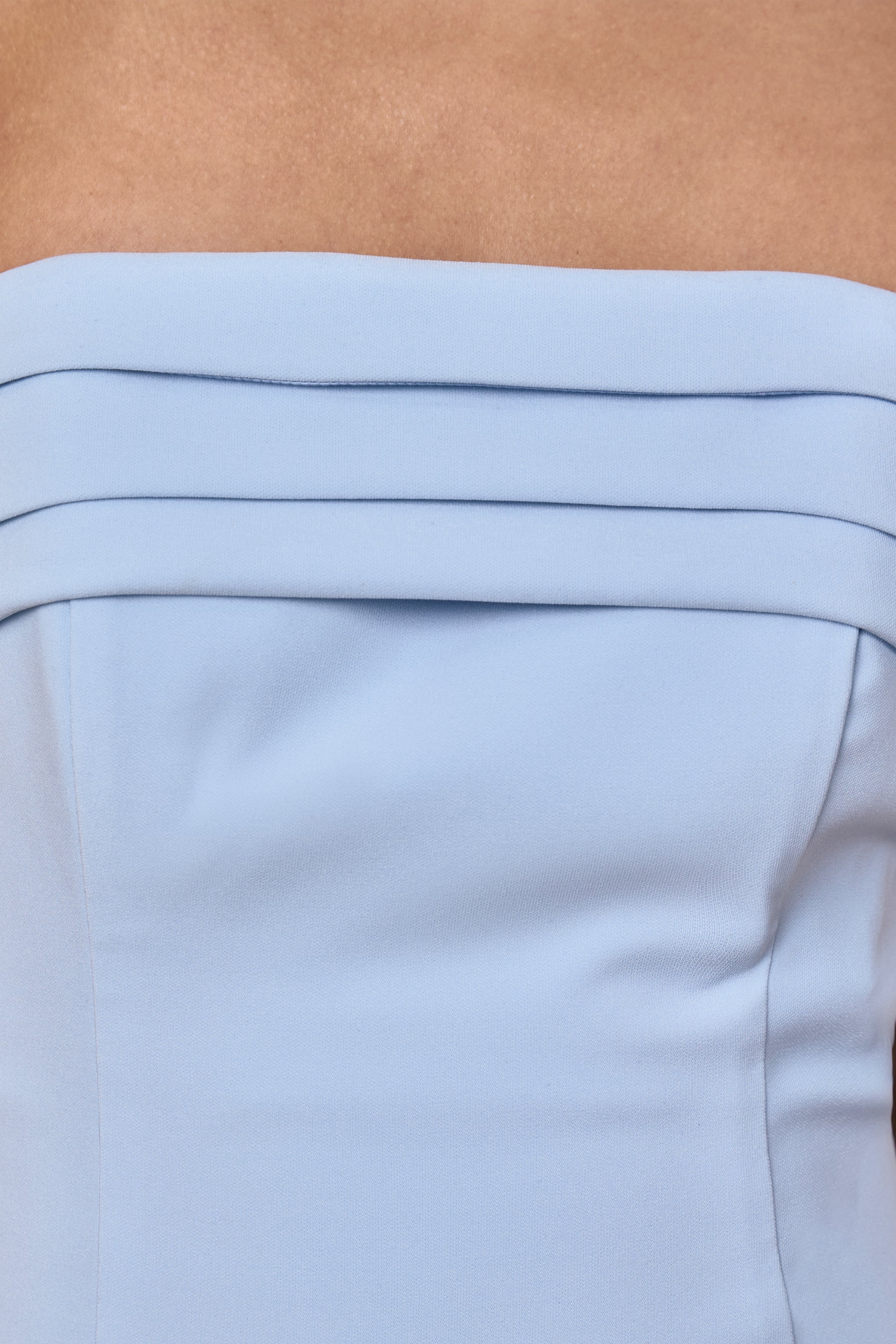 Nerissa | Light Blue Bandeau Maxi Dress With Scarf-Sowoom