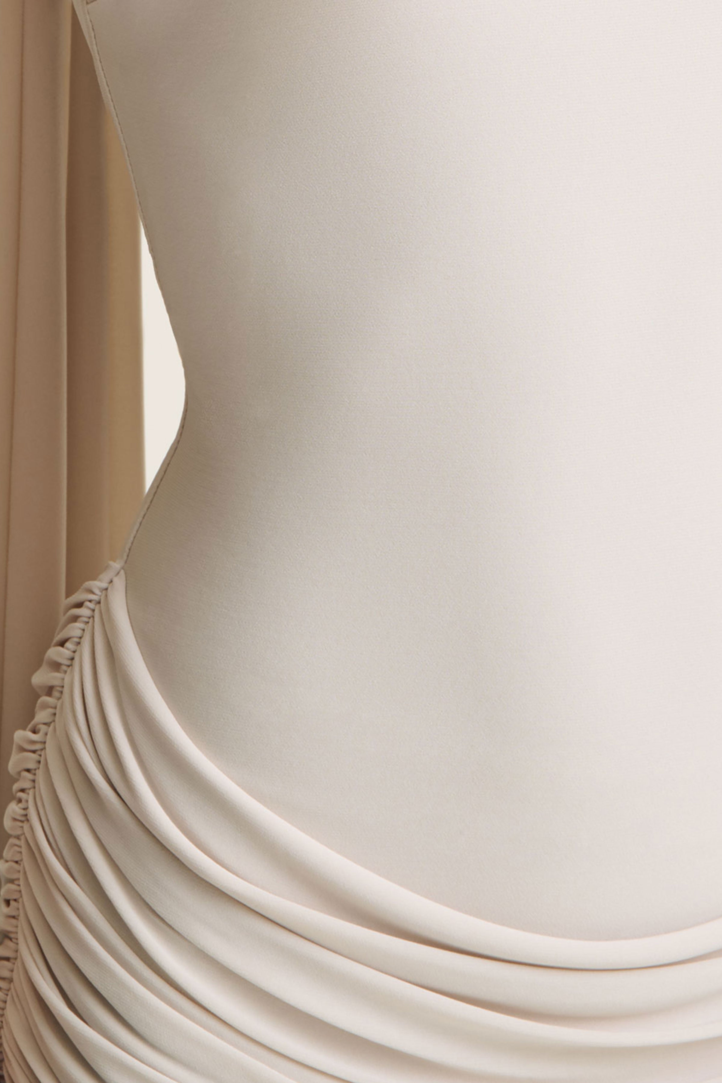 Graciella | Stone Bandeau Maxi Dress With Draped Detailing And Scarf-Sowoom