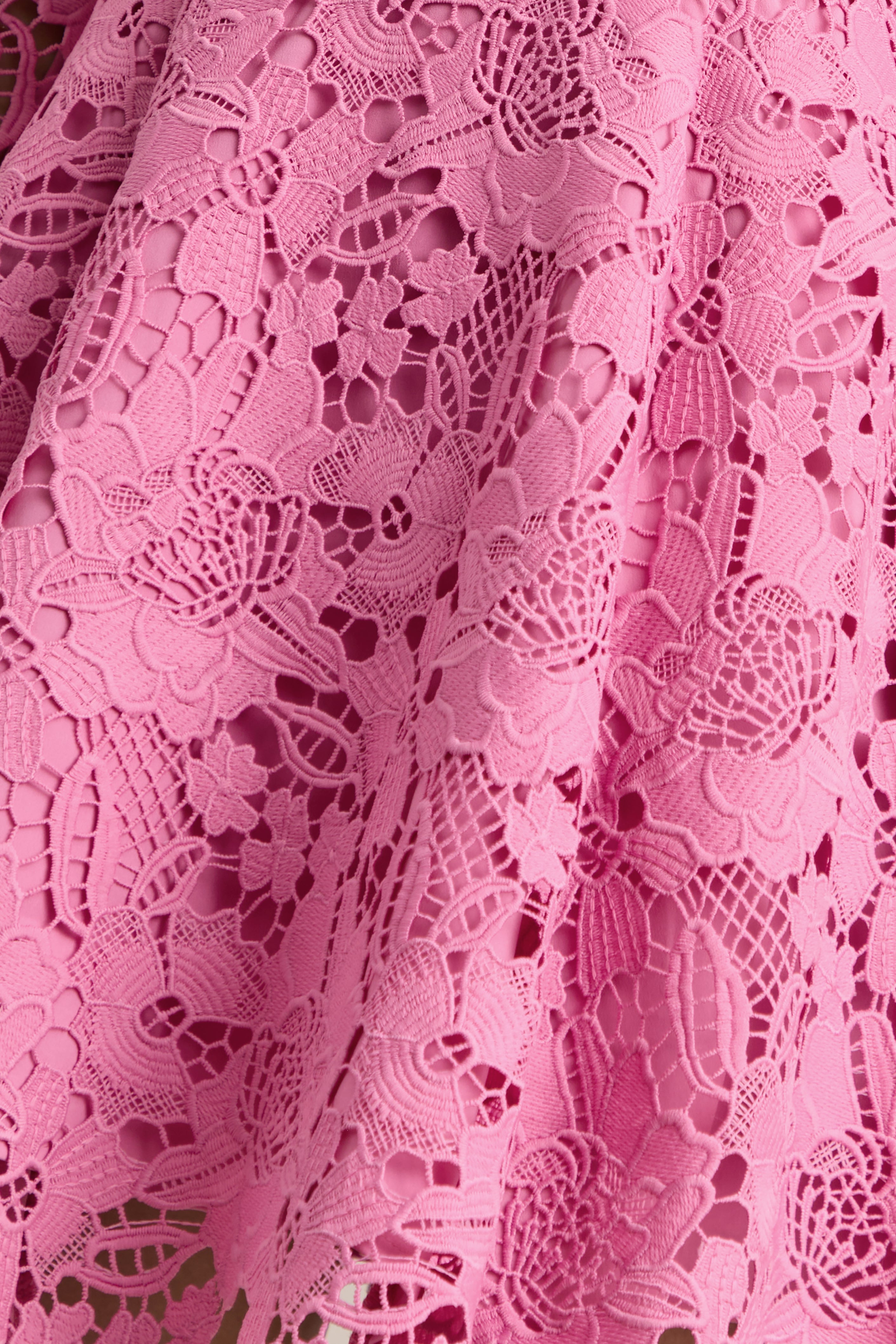 Morina | Pink Lace High-Neck Mini Dress-Sowoom