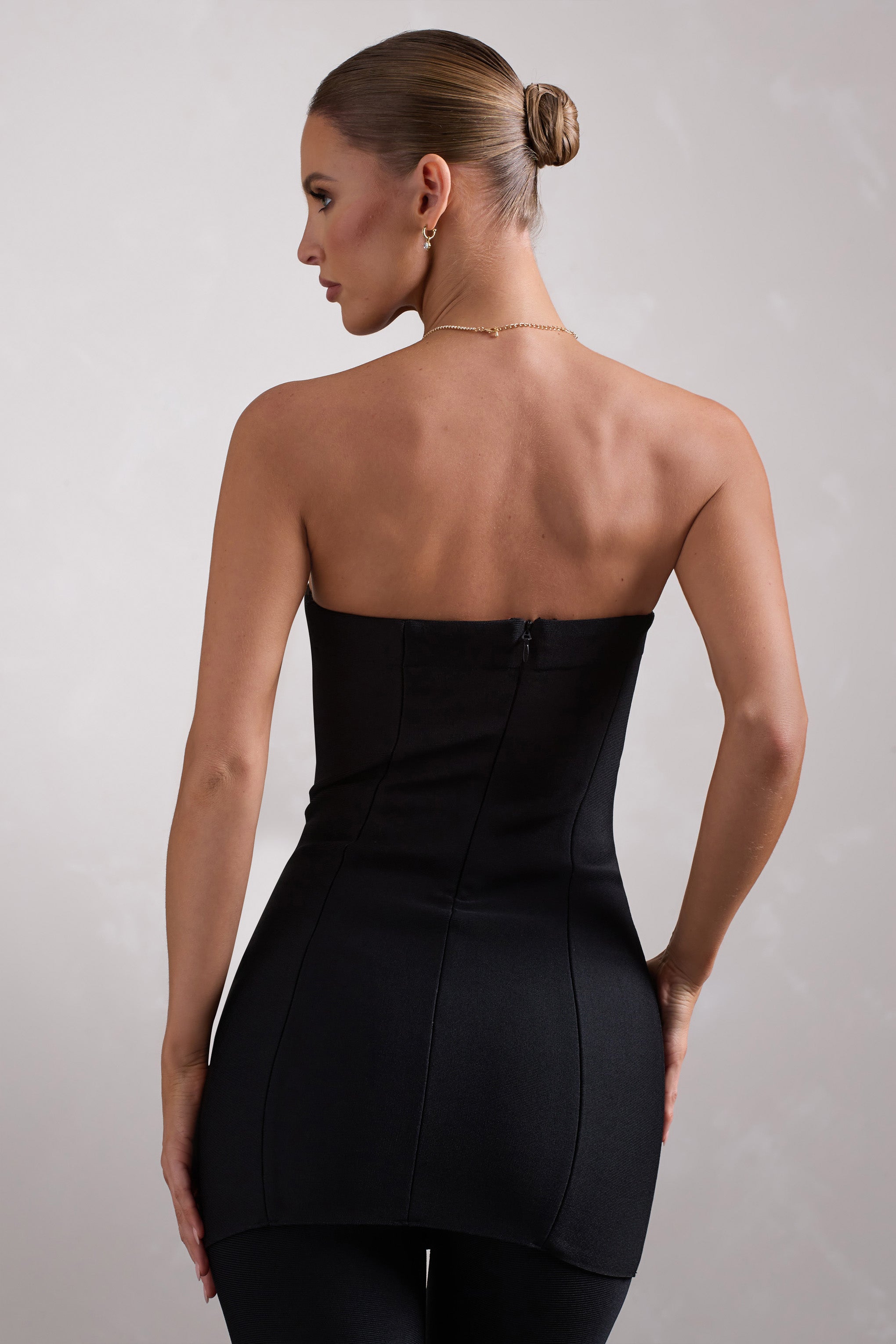 Rylee | Black Bandage Strapless Longline Top-Sowoom