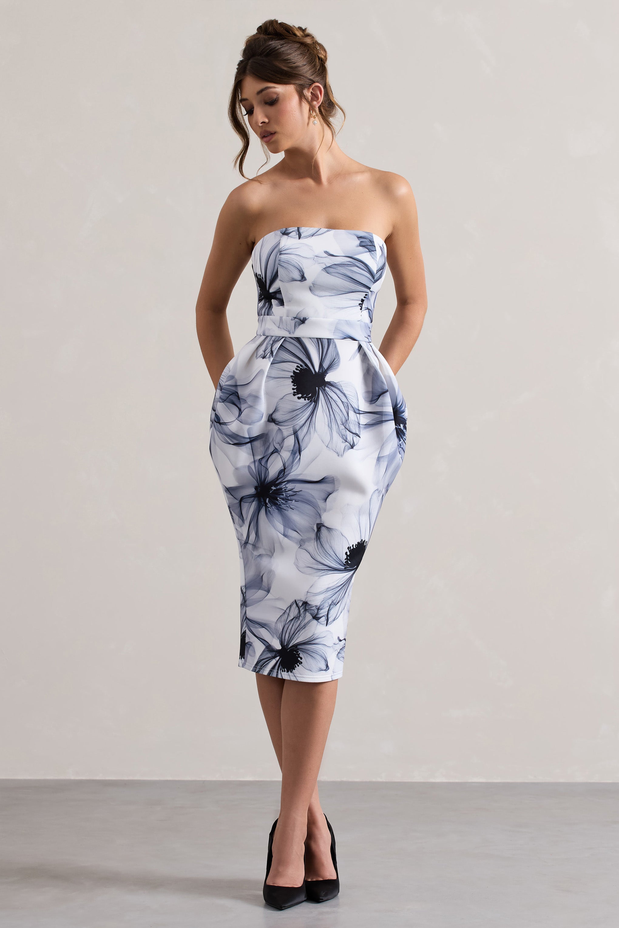Chateau | Mono Print Bandeau Midi Dress-Sowoom