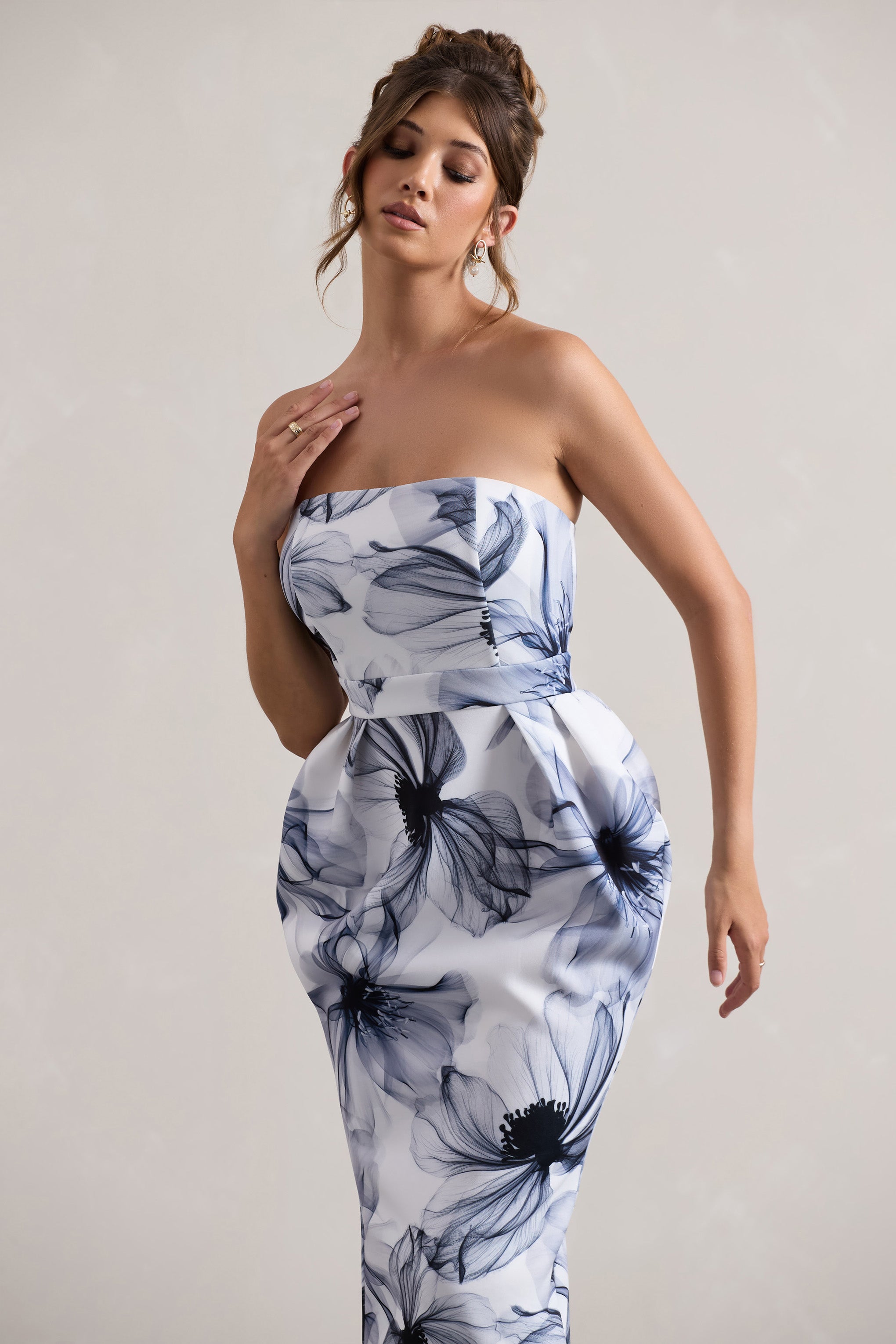 Chateau | Mono Print Bandeau Midi Dress-Sowoom