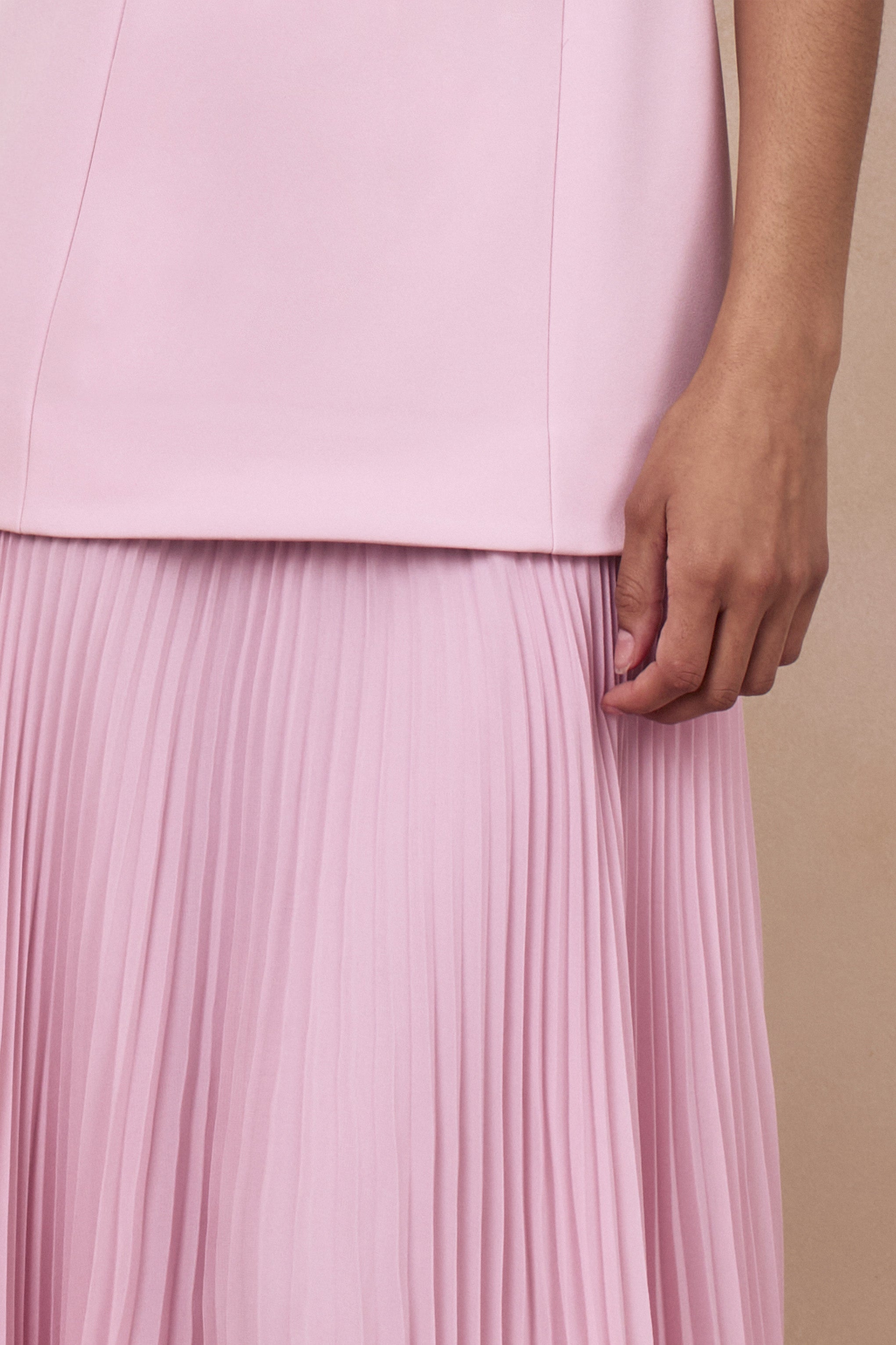 Hadley | Light-Pink Boat-Neck Maxi Dress With Drop-Waist-Sowoom