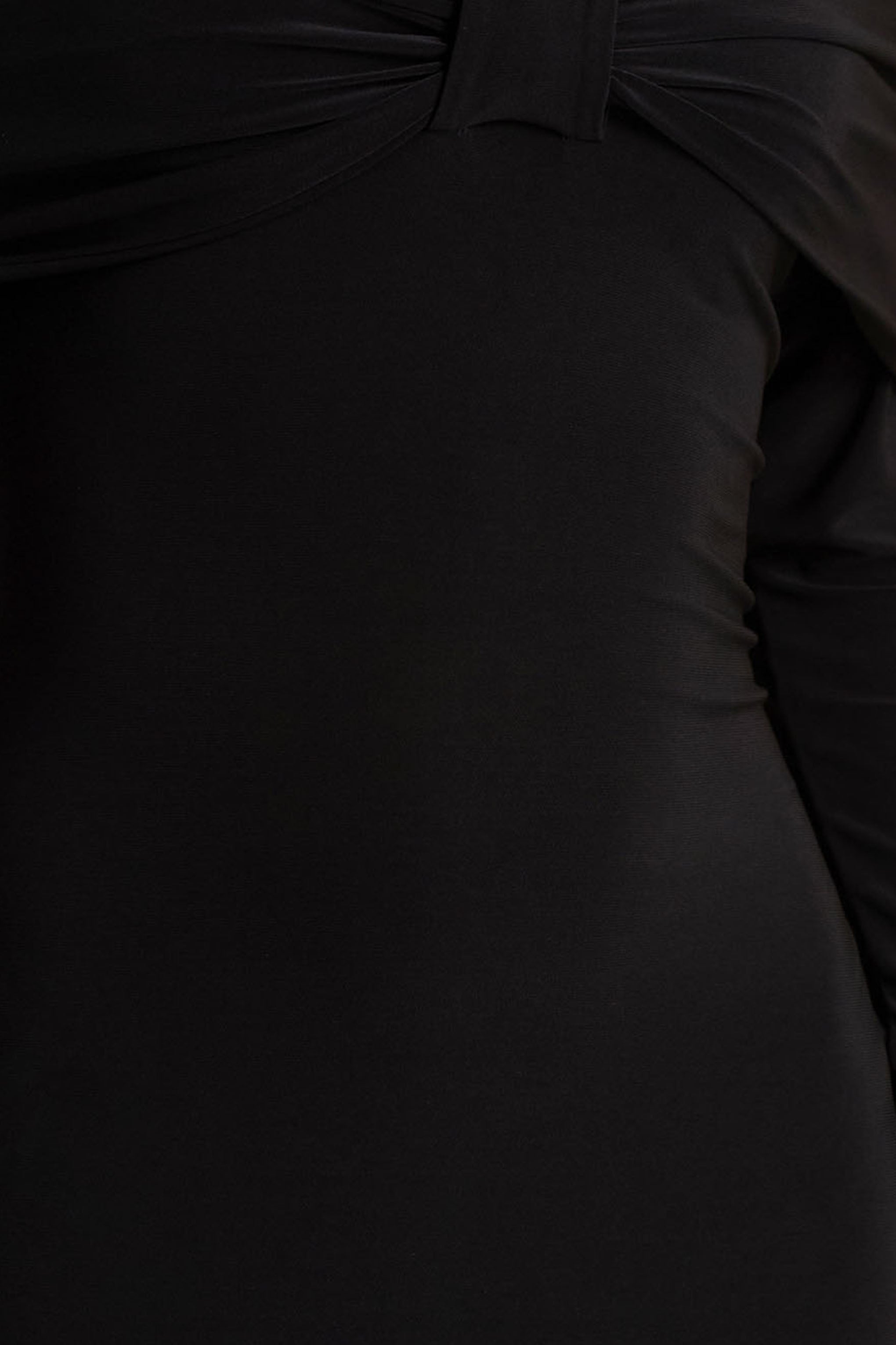 Spark | Black Bardot-Neck Midi Dress With Bow Detail-Sowoom