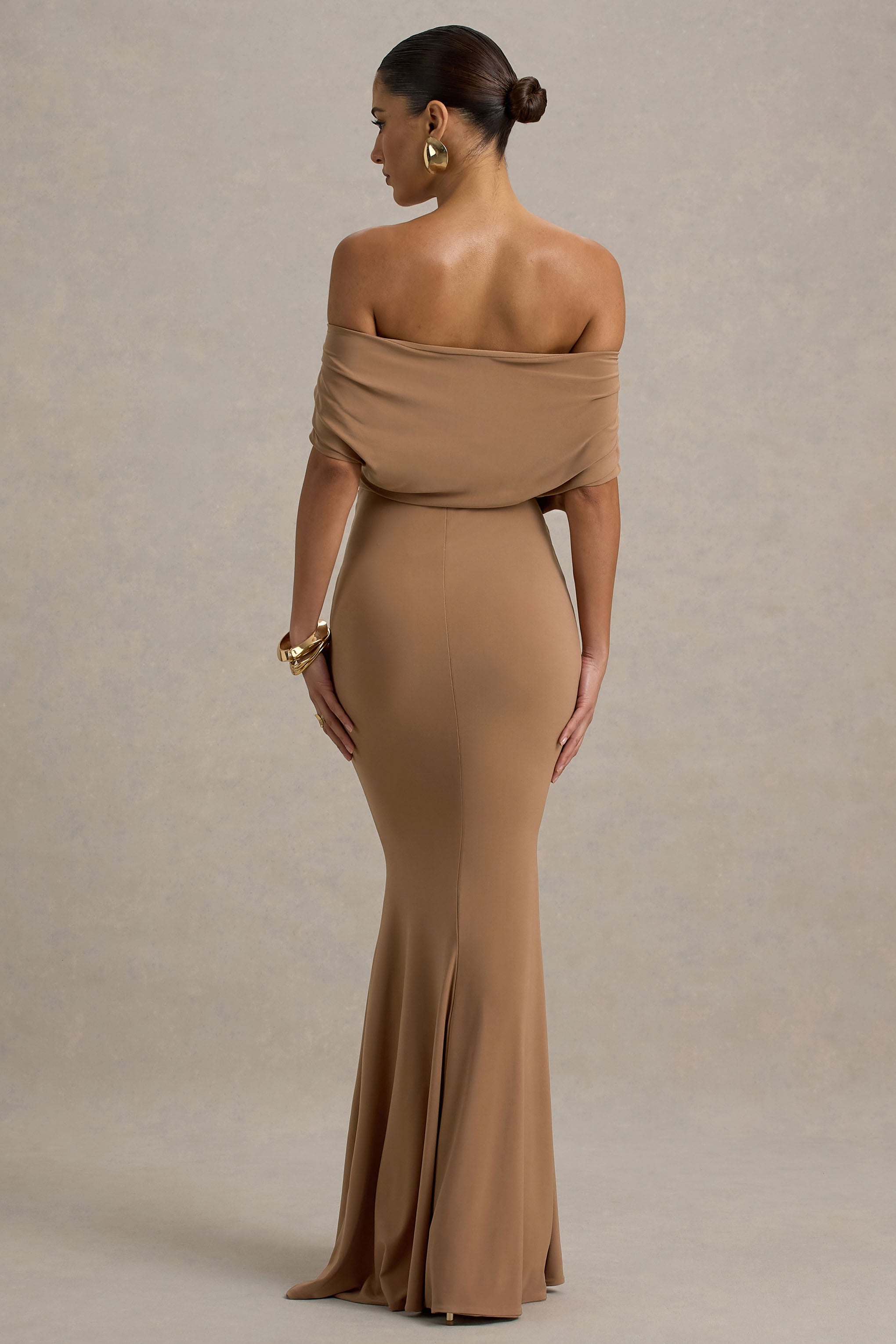 Bowden | Mocha Bardot Maxi Dress-Sowoom