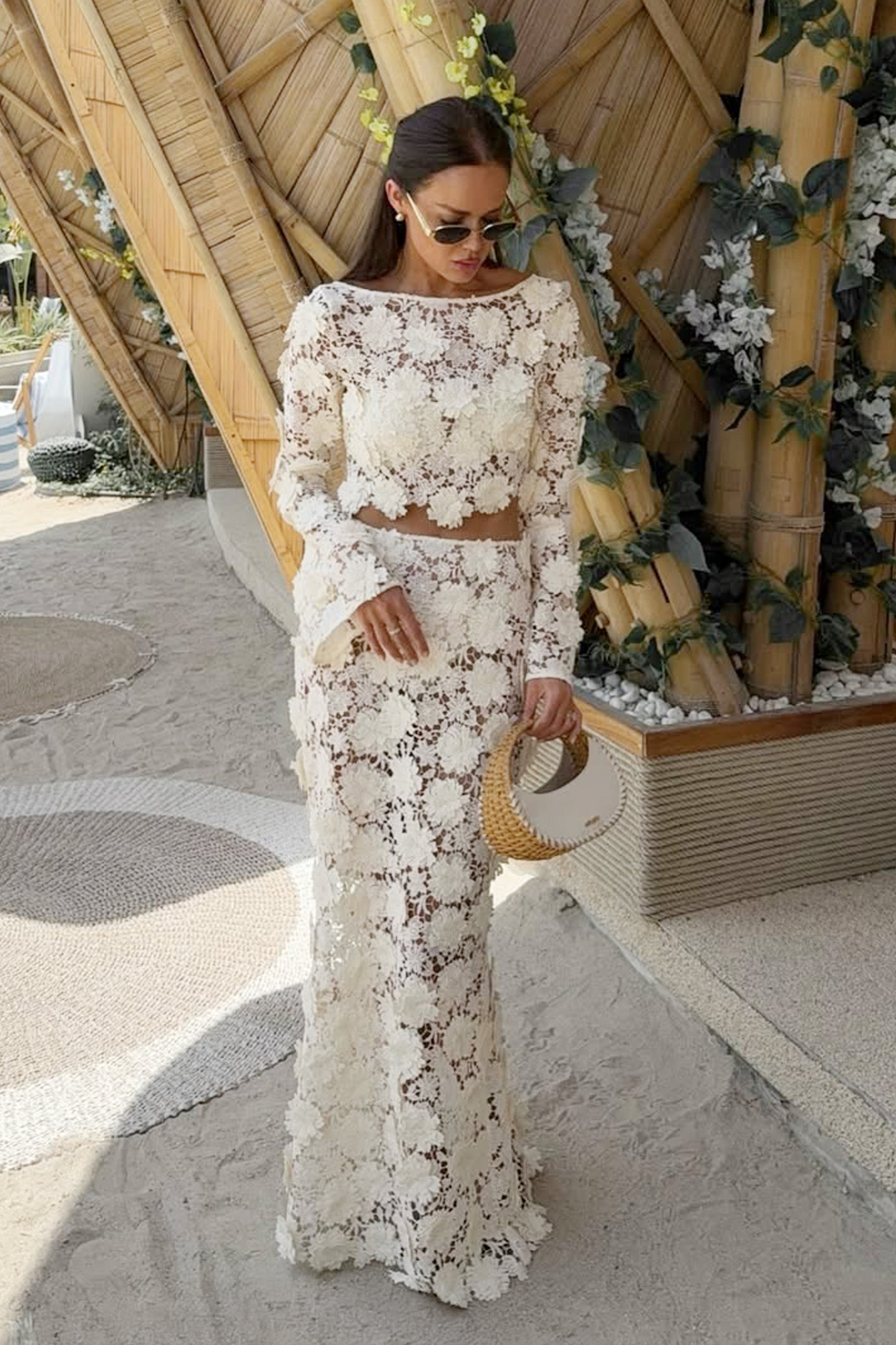 Kingston | Cream Lace Maxi Skirt-Sowoom