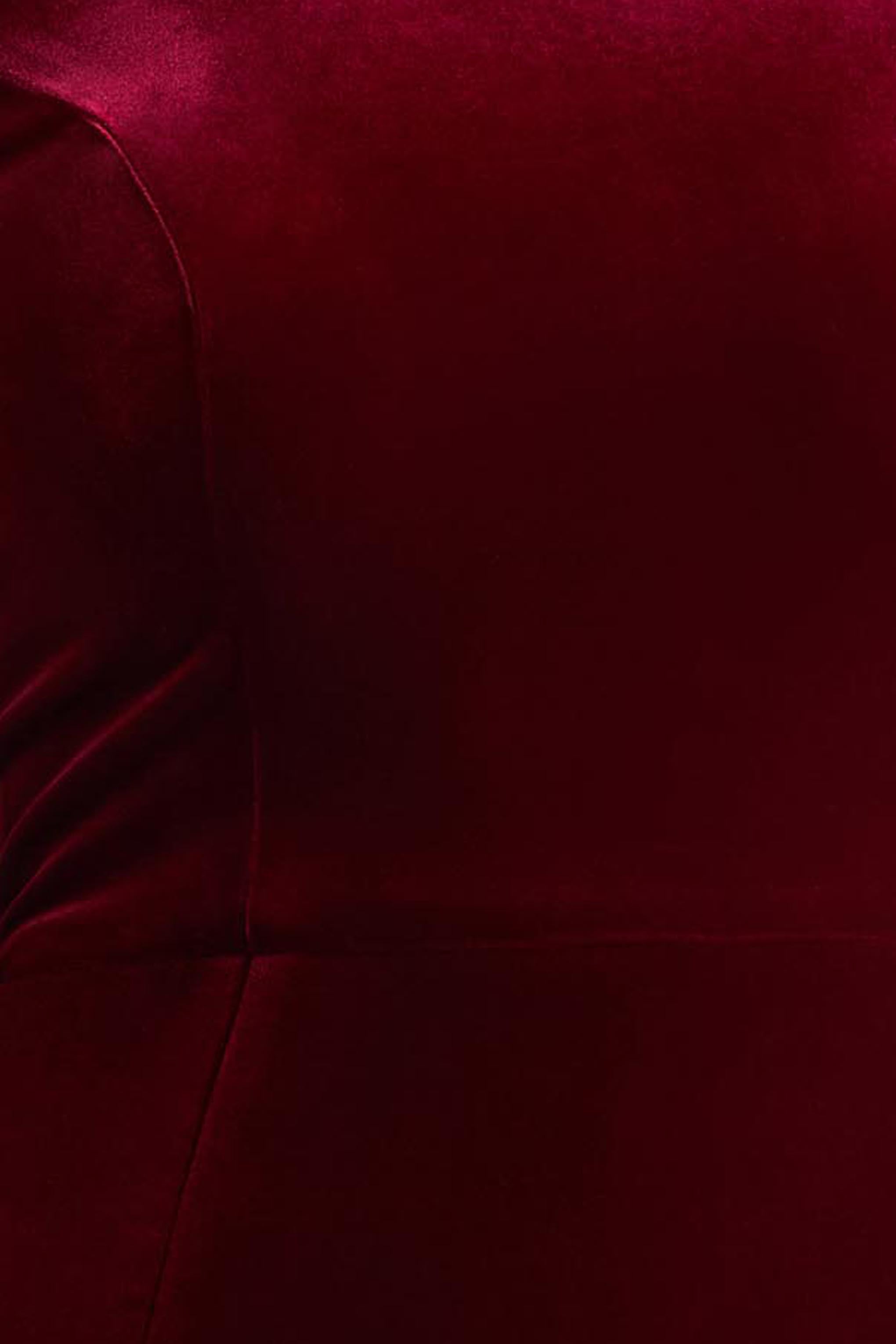 Margot | Burgundy High-Neck Velvet Mini Dress With Embellished Detail-Sowoom