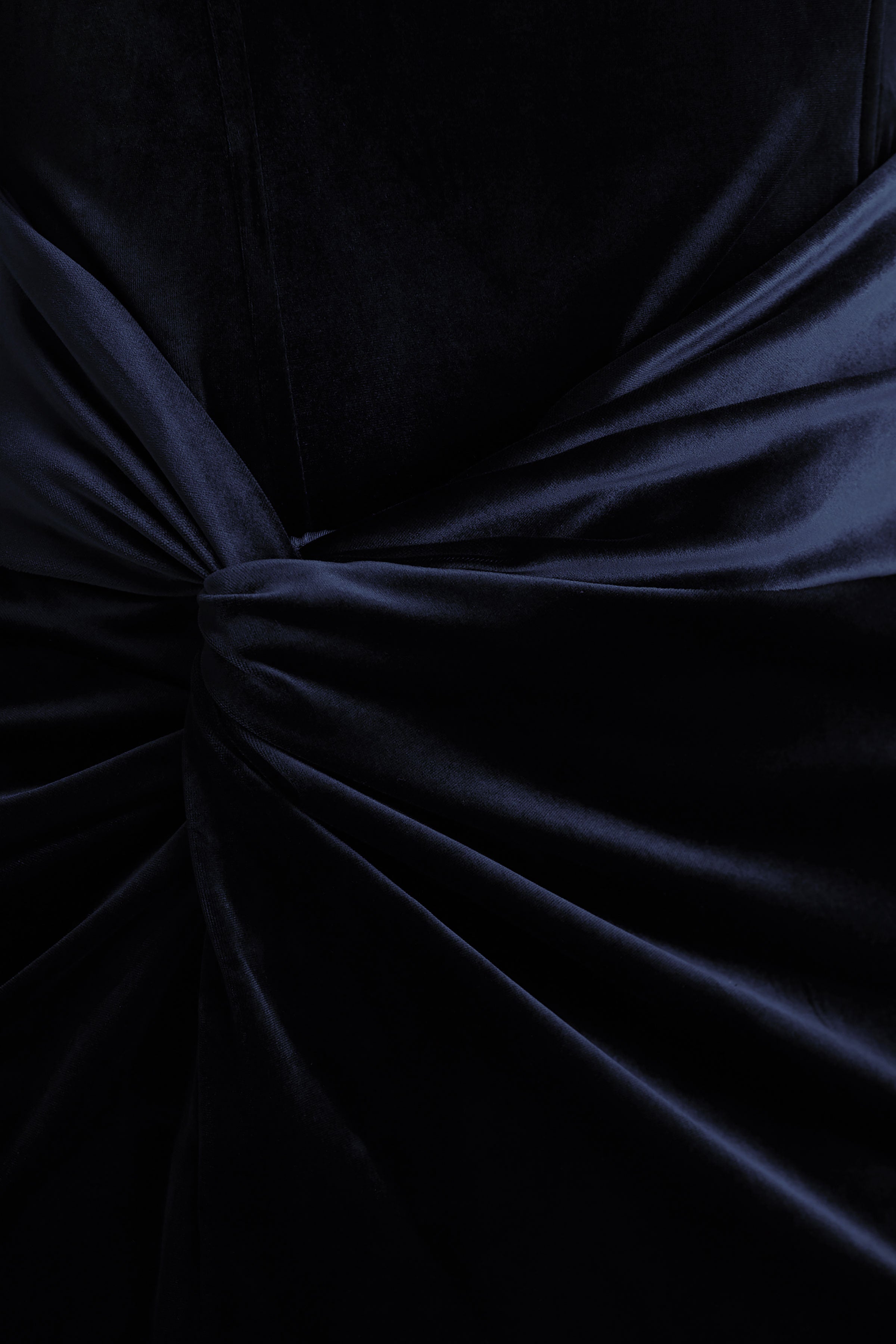 Fay | Navy Velvet Corset Style Knot Maxi Dress-Sowoom