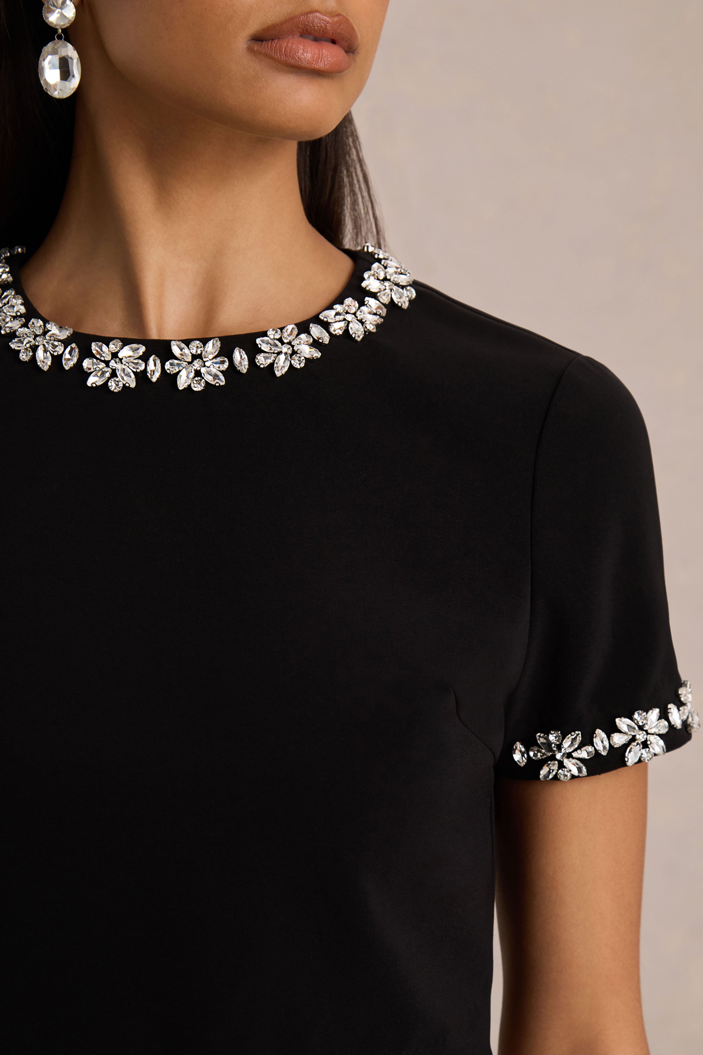 Salma | Black Hand-Embellished Top-Sowoom