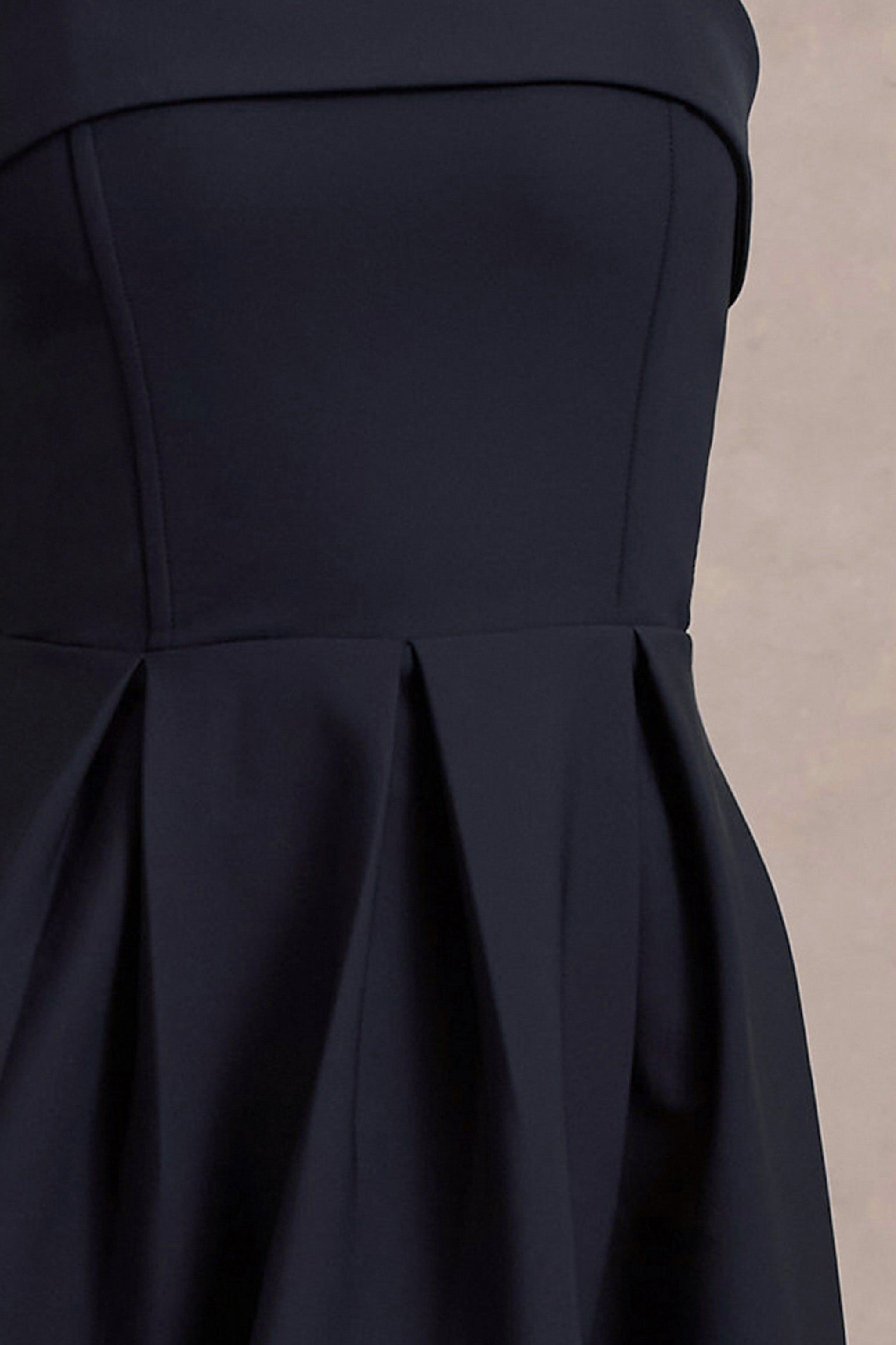 Annalise | Navy Bandeau Skater Midi Dress-Sowoom