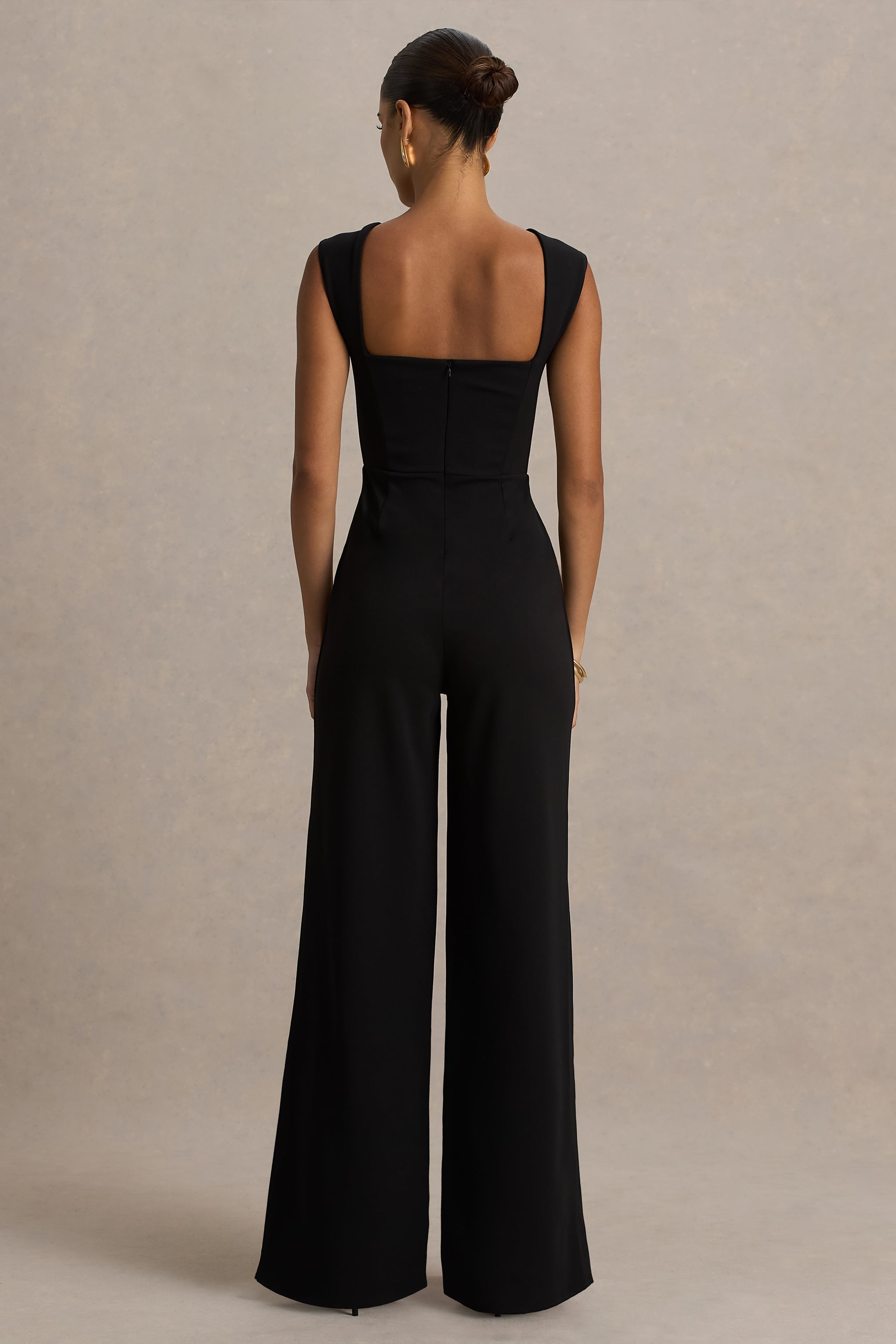 Everlee | Black Sweetheart-Neck Jumpsuit-Sowoom