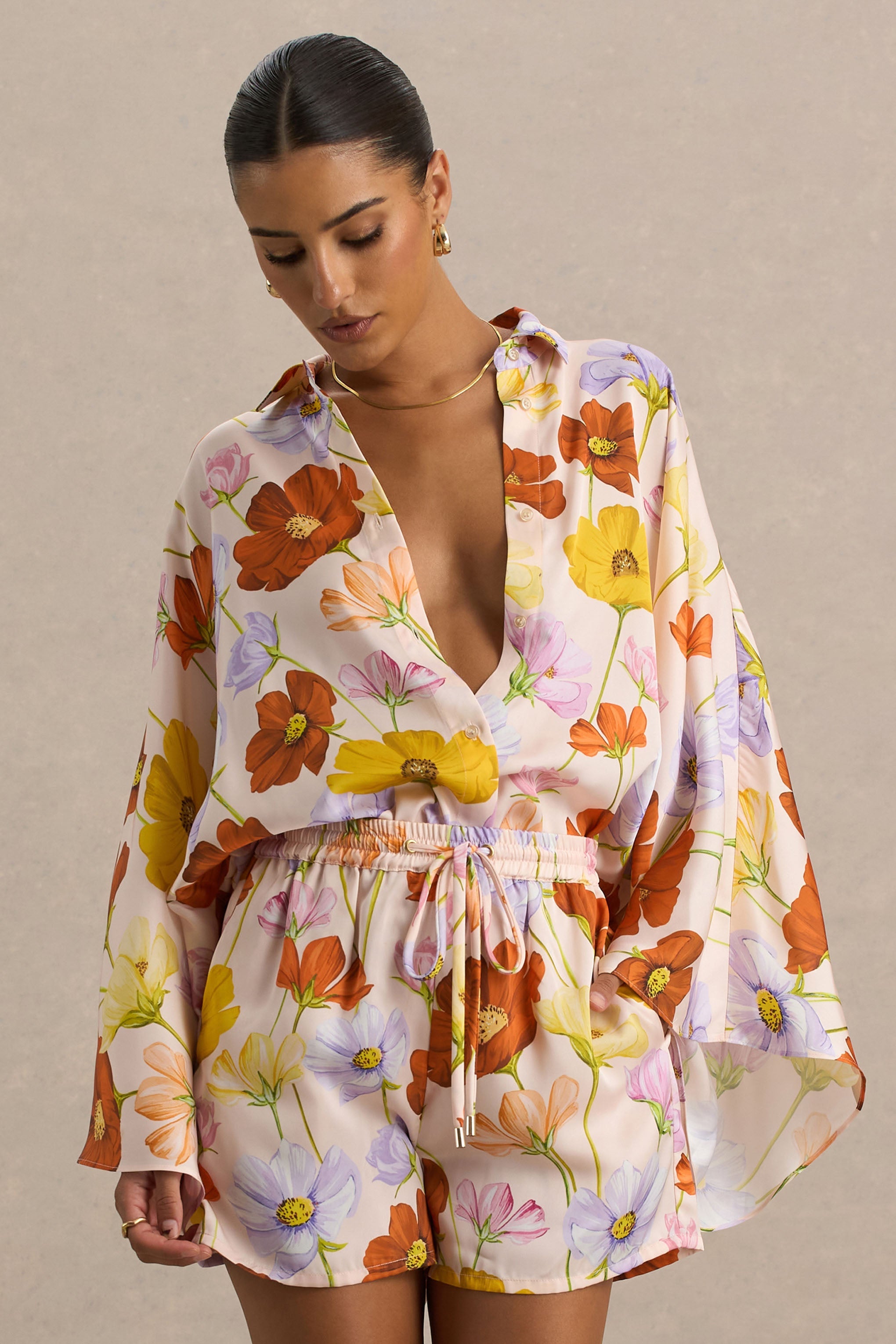 Lolite | Bright Floral Print Long-Sleeve Shirt-Sowoom