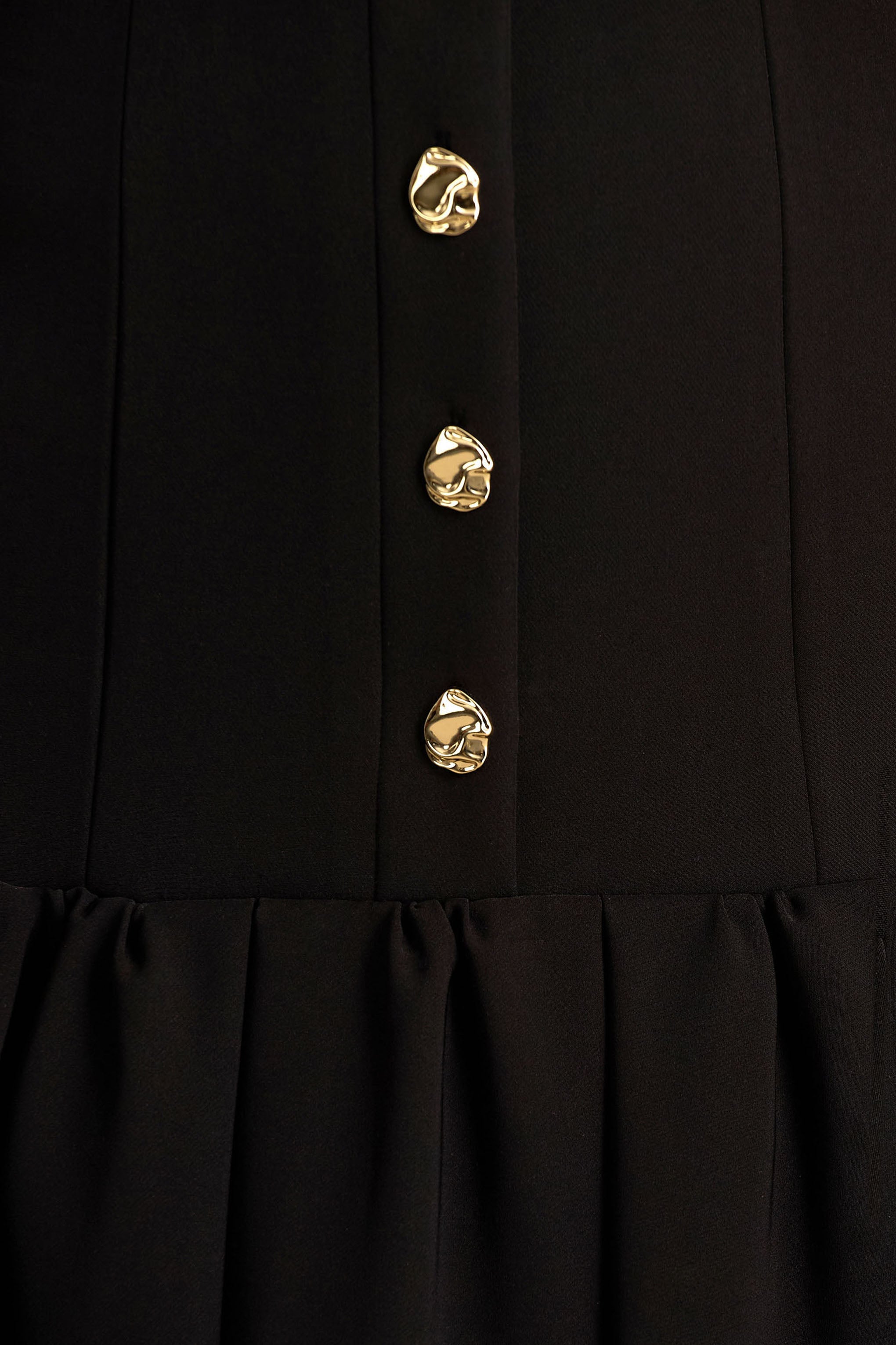 Briella | Black Bandeau Midi Dress With Gold-Button Detailing-Sowoom