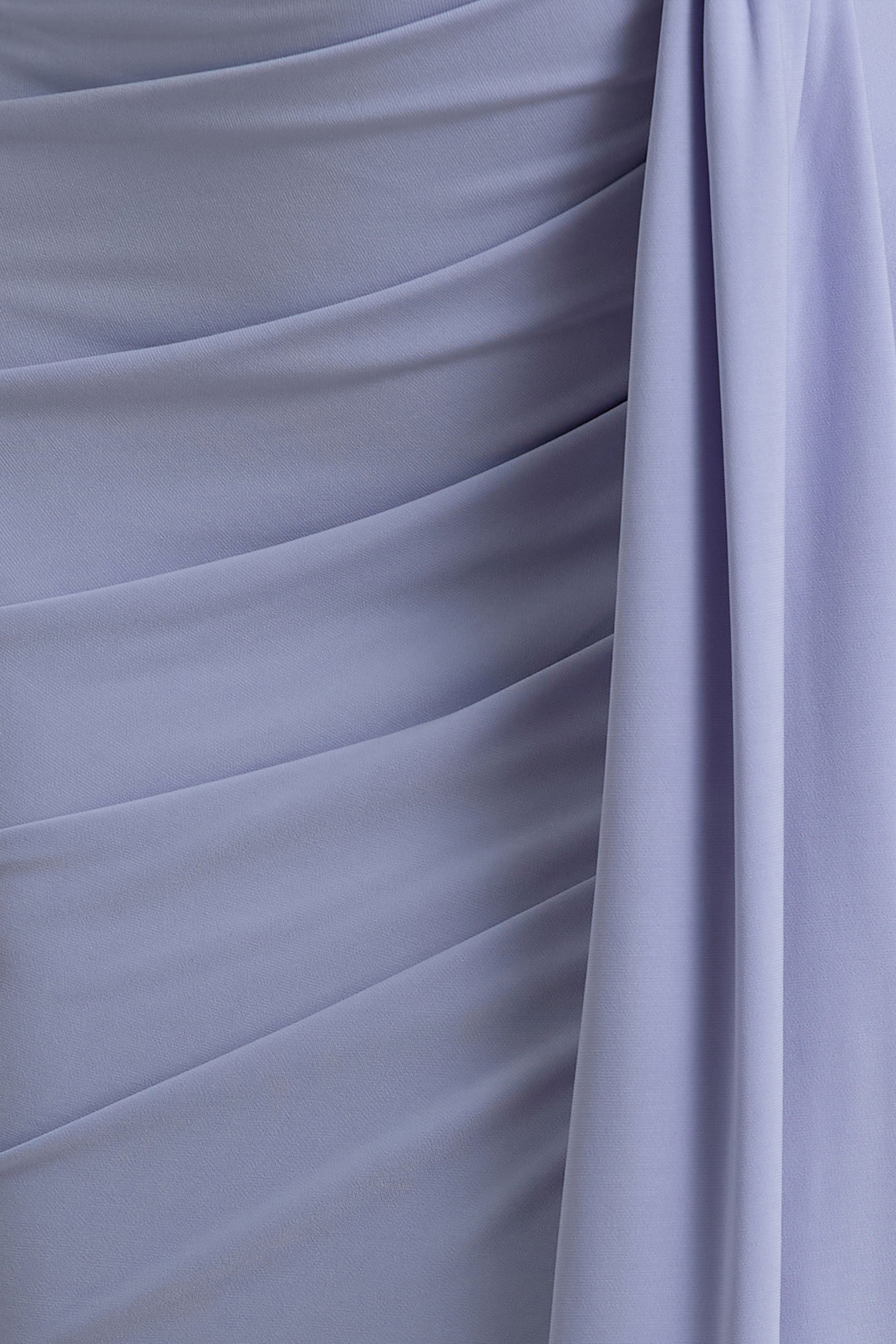 Sanya | Pale Blue Asymmetric One Sleeve Wrap Maxi Dress with Drape-Sowoom