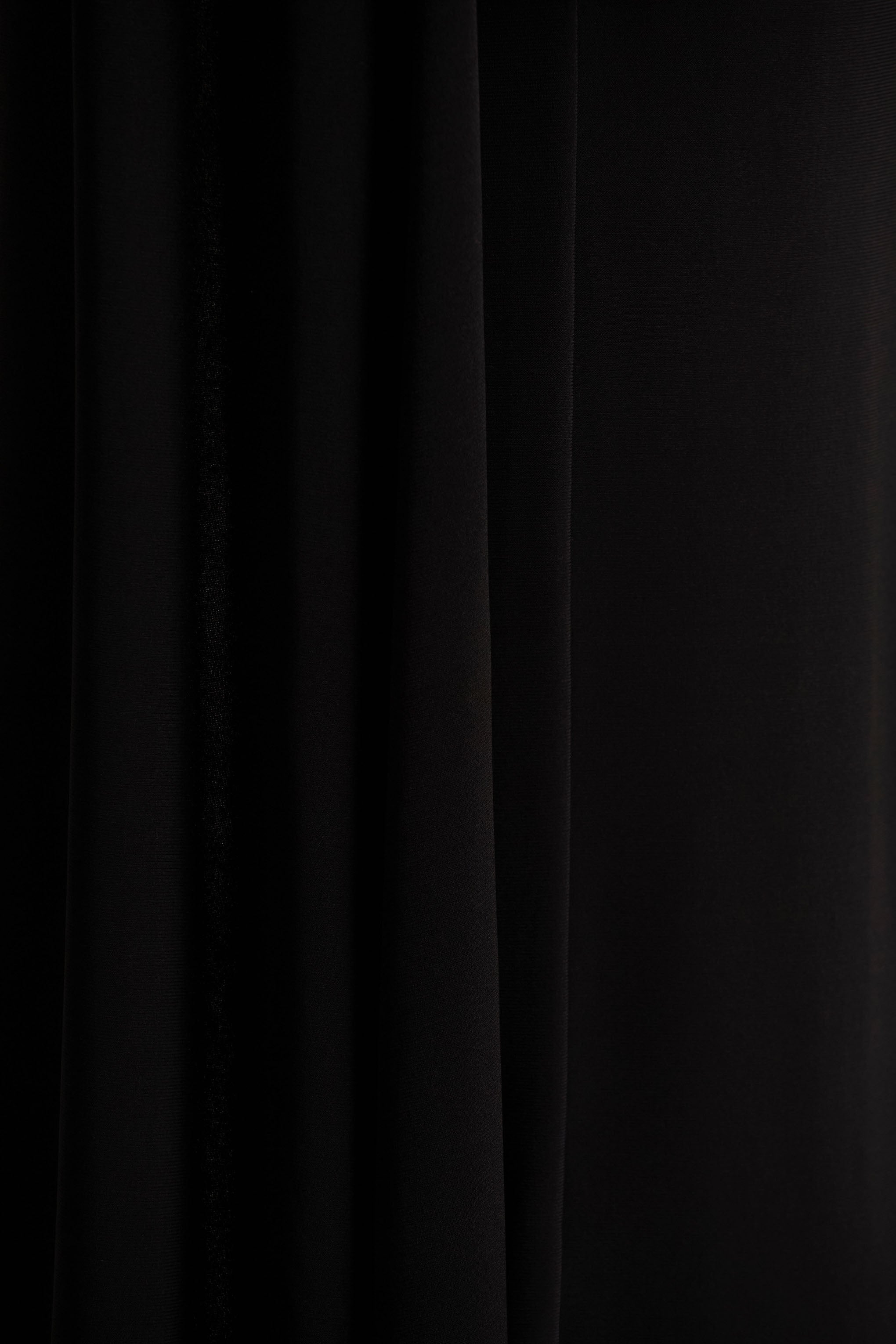 Dawn | Black High-Neck Maxi Dress With One Long Cape-Sleeve-Sowoom