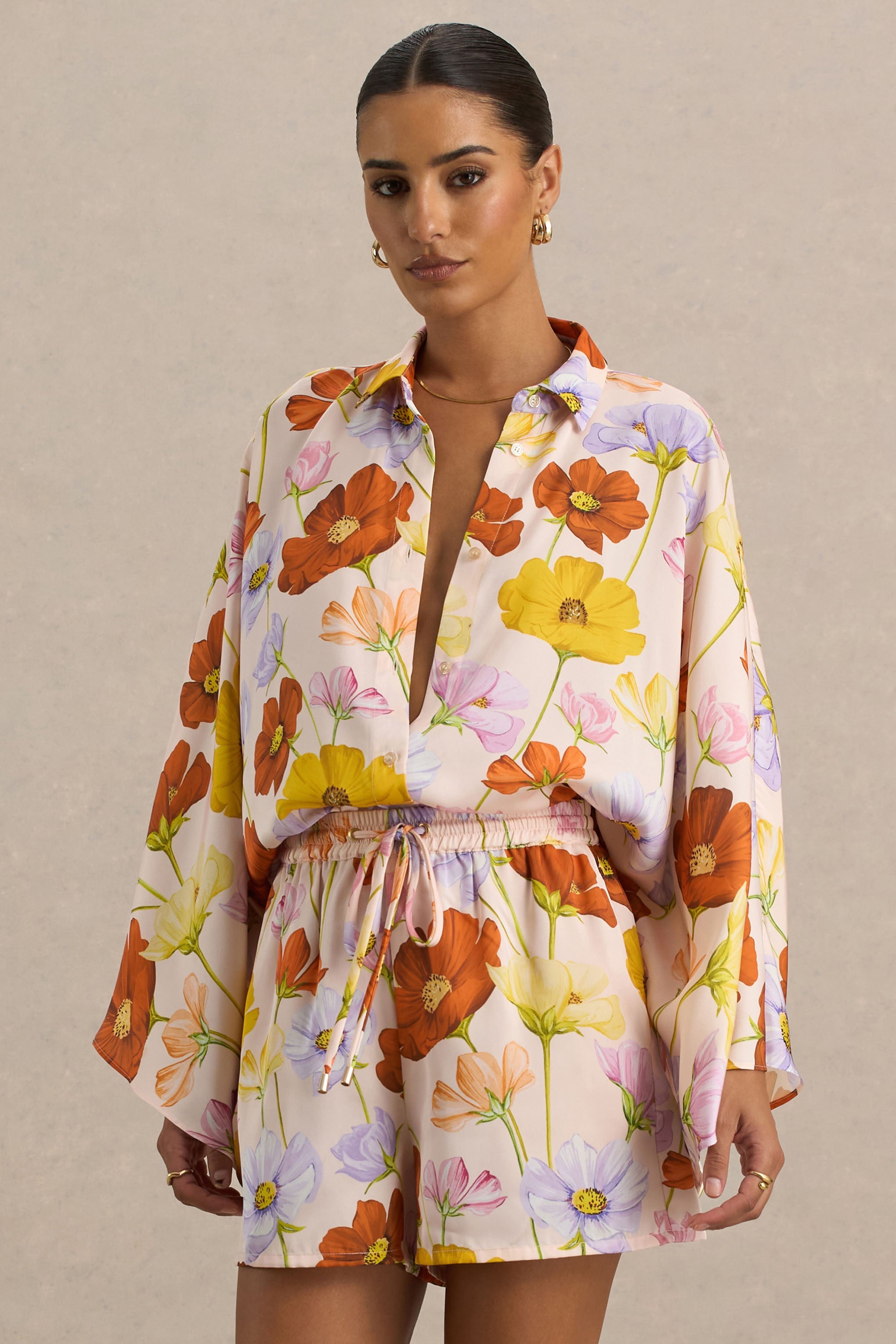 Lolite | Bright Floral Print Long-Sleeve Shirt-Sowoom