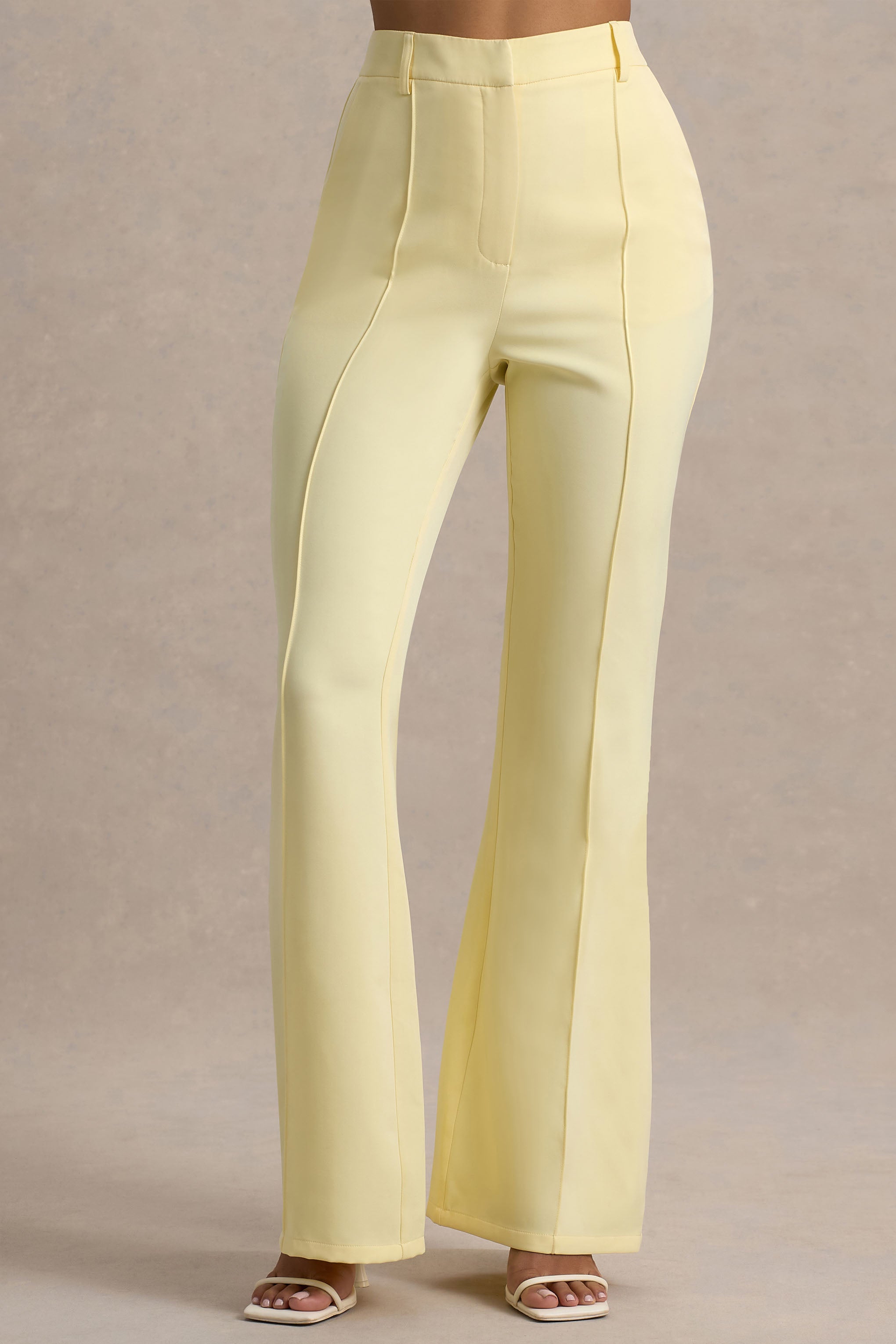 Jada | Lemon Tailored Flared-Leg Trousers-Sowoom