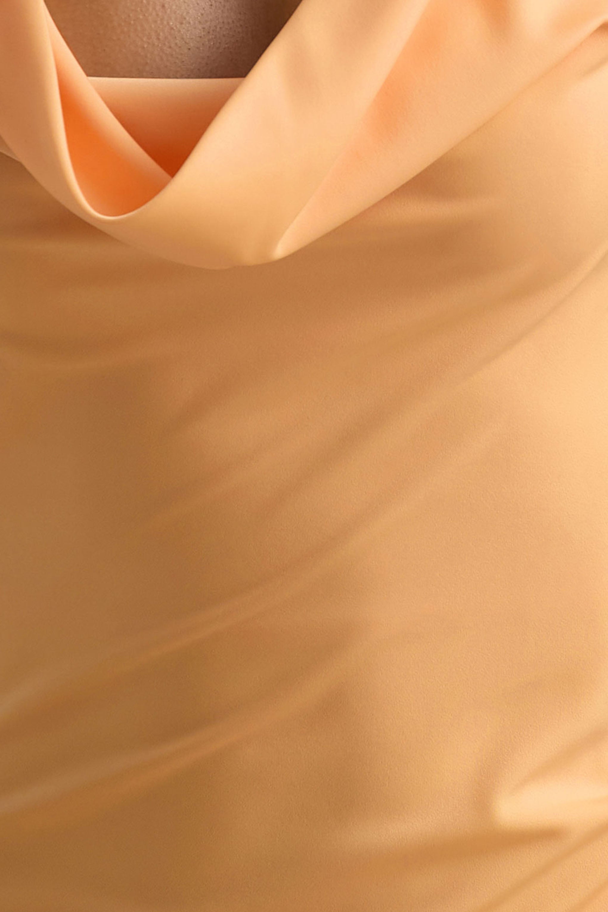Alesso | Peach Satin Cowl-Neck Slip-Maxi Dress-Sowoom