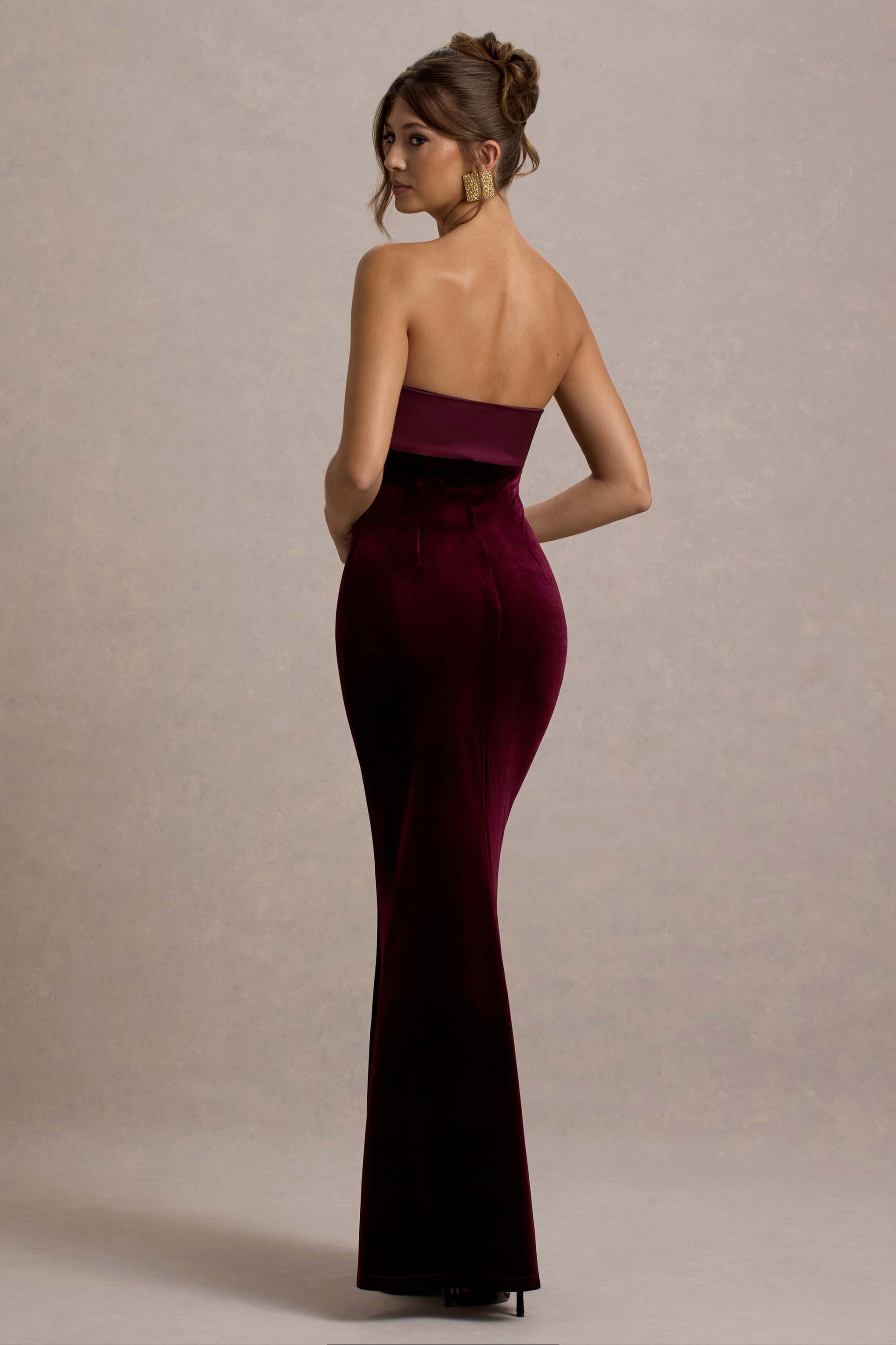 Ambrosi | Port Velvet Bandeau Maxi Dress-Sowoom