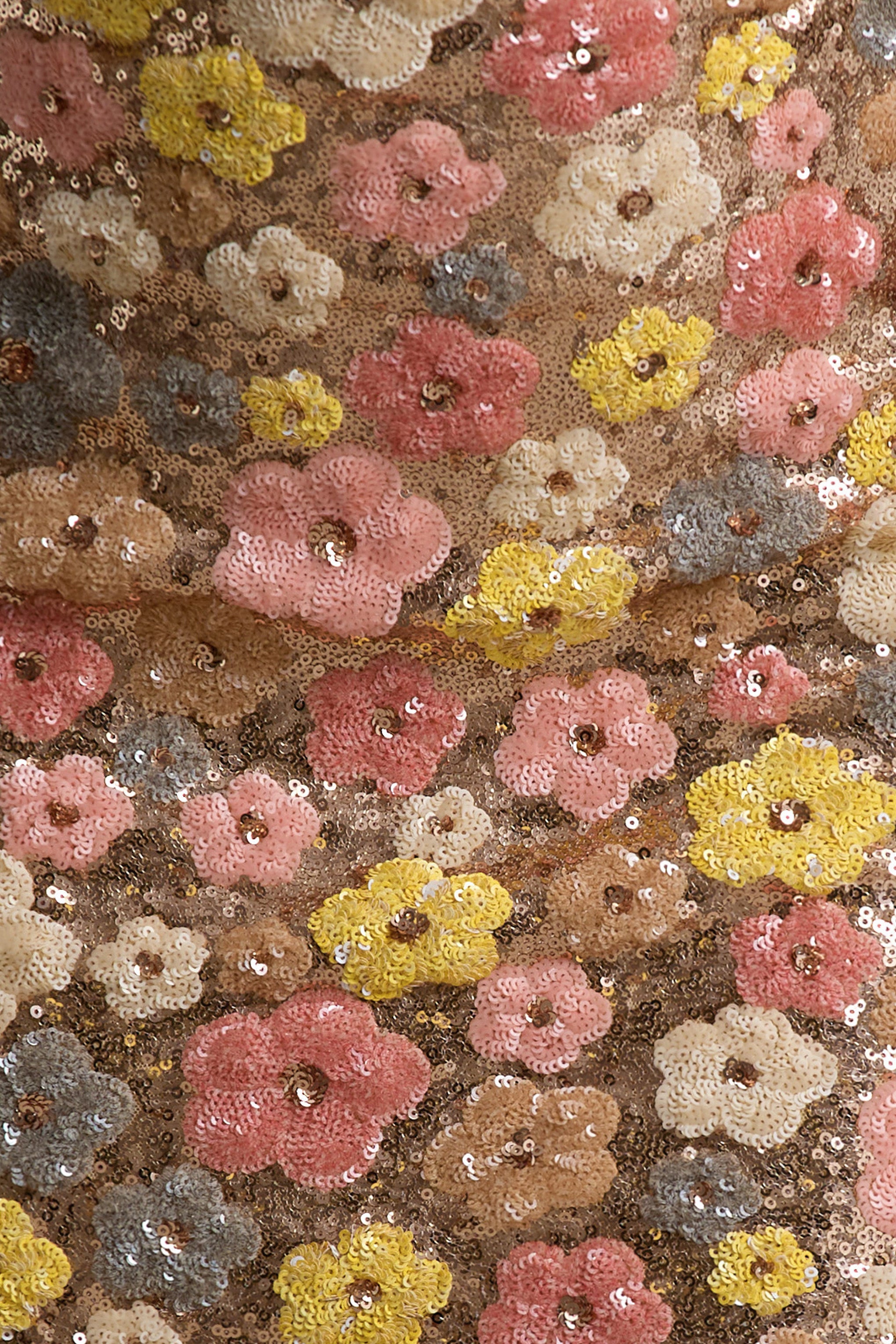 Vitora | Pastel Floral Print Embellished Sequin Square-Neck Maxi Dress-Sowoom