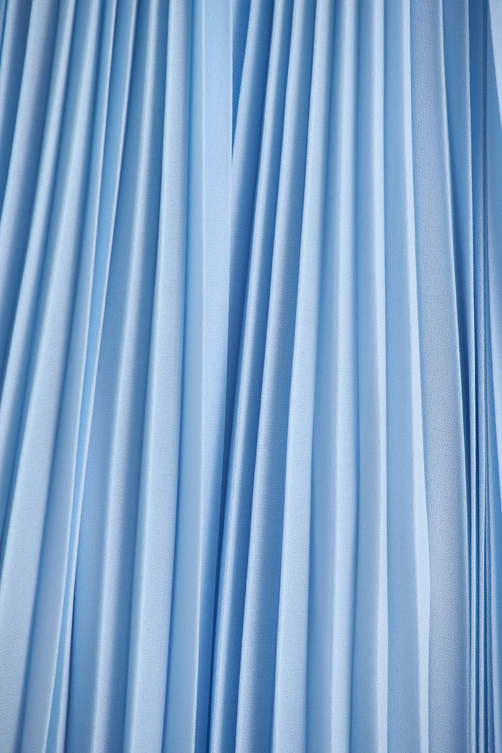 Reyna | Powder Blue Pleated Chiffon Cold-Shoulder Maxi Dress-Sowoom