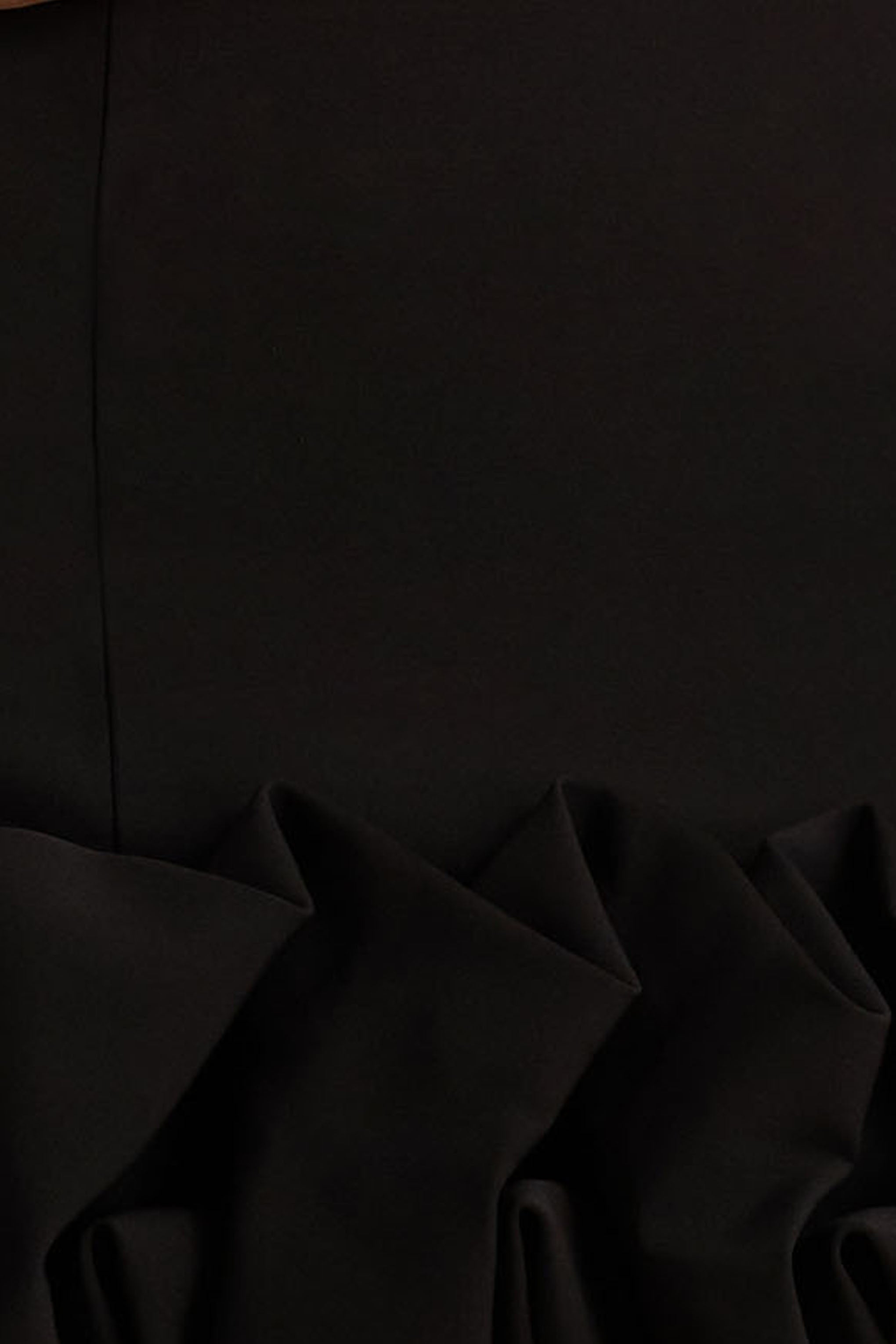 Geneve | Black Halter-Neck Mini Dress With Ruffled Trim-Sowoom