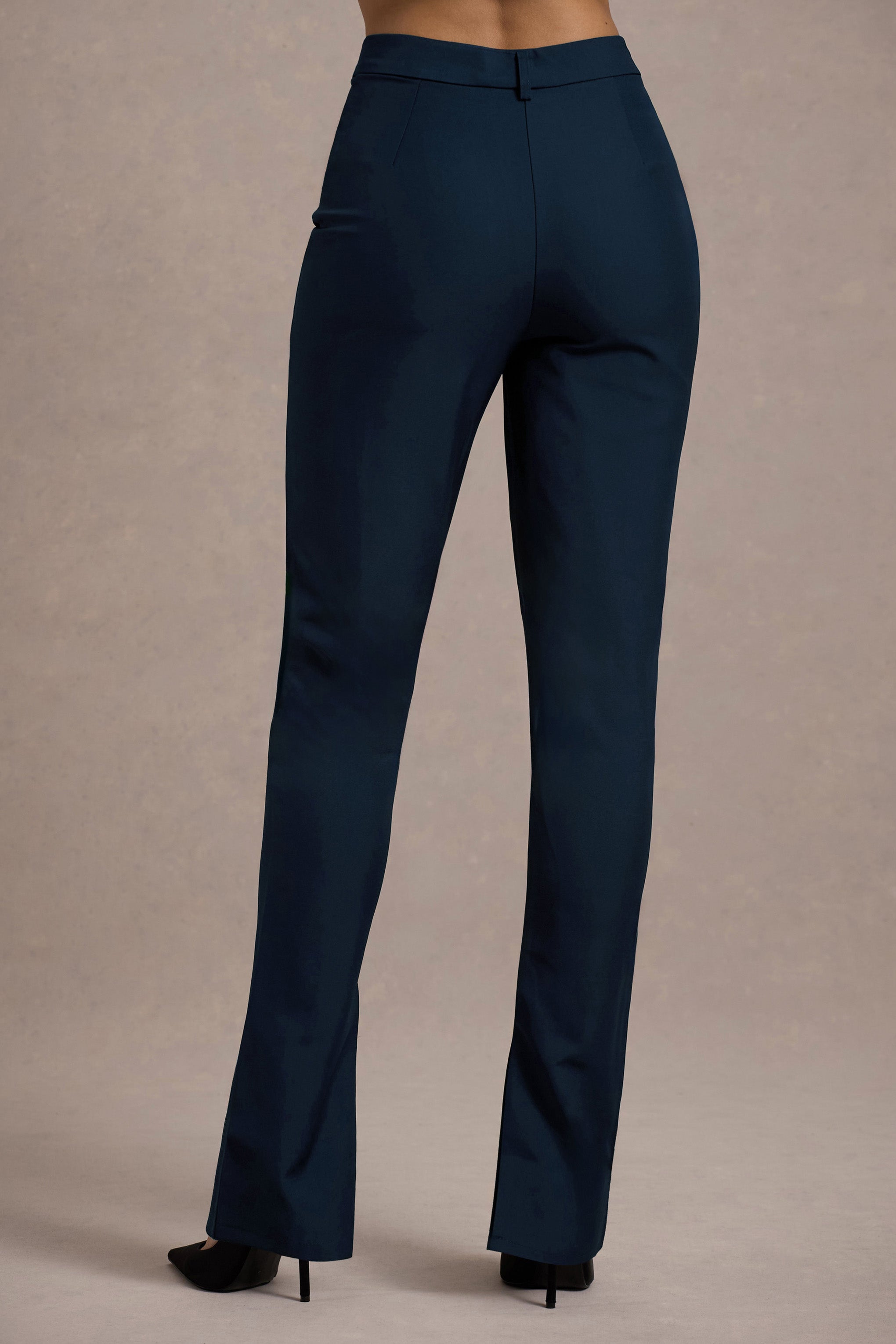 Wonder Woman | Navy High Waist Tailored Trousers With Hem Split-Sowoom