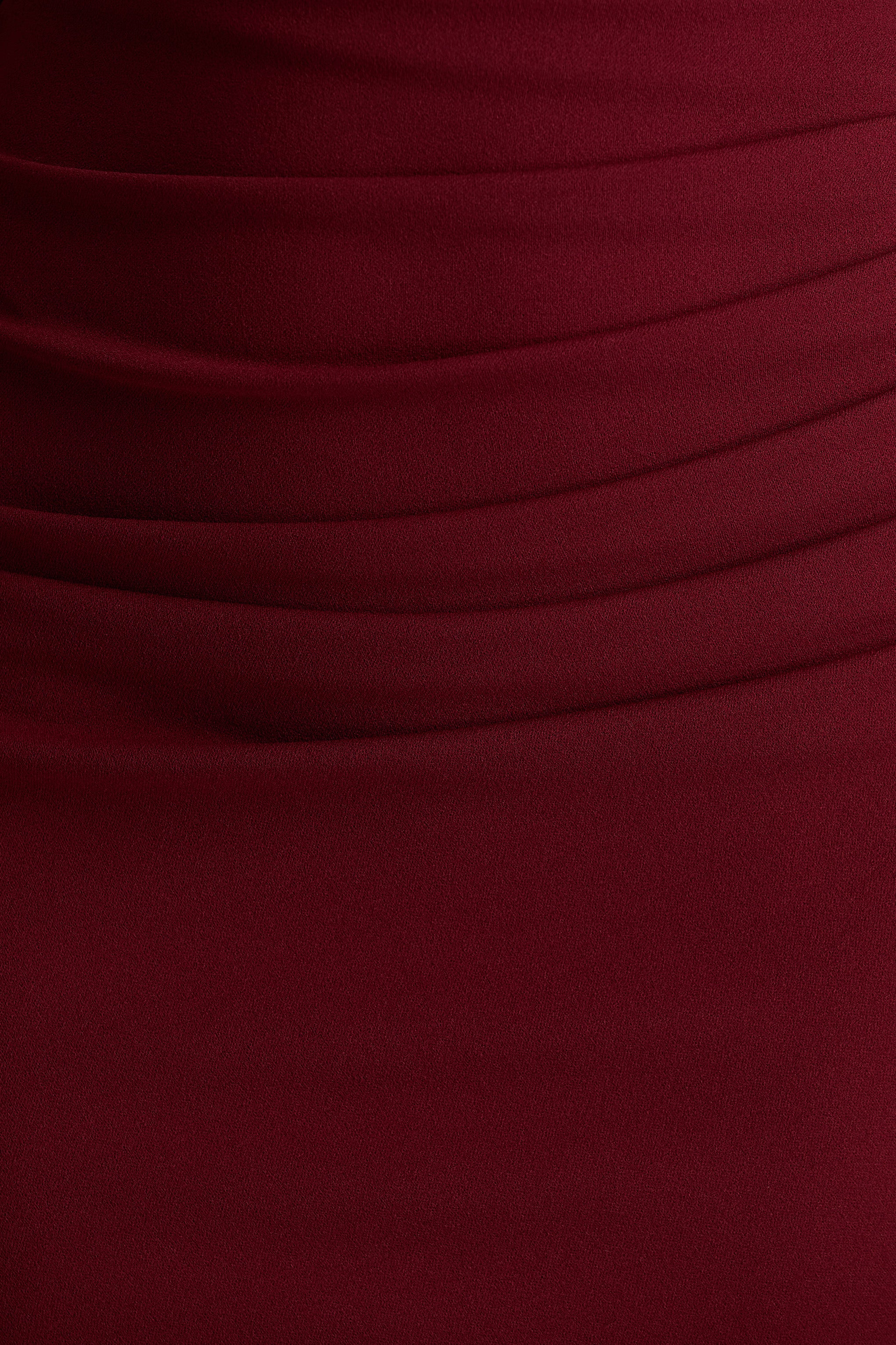 Leah | Burgundy Asymmetric-Neck Midi Dress With Cape-Sleeve-Sowoom