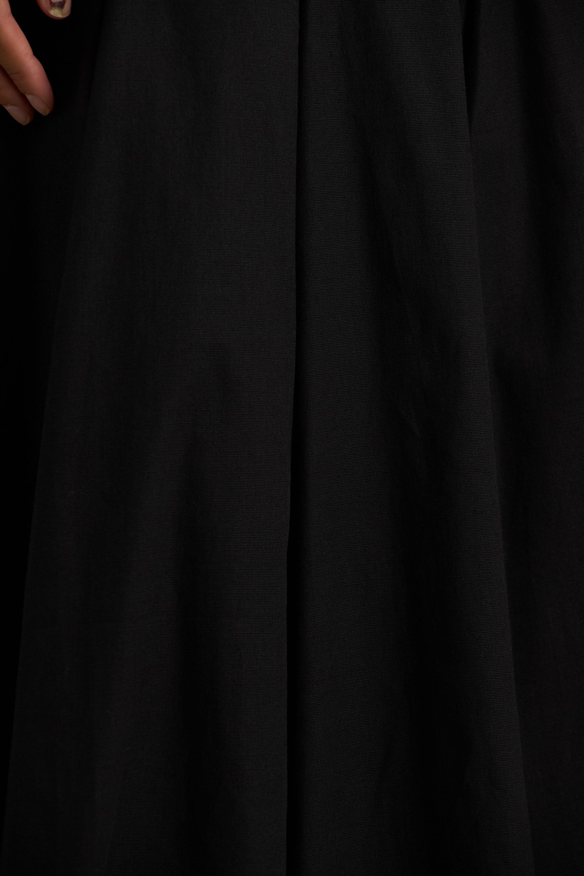 Magnolia | Black Scoop-Neck Midi Dress With Drop-Waist And Ruffling Detail-Sowoom