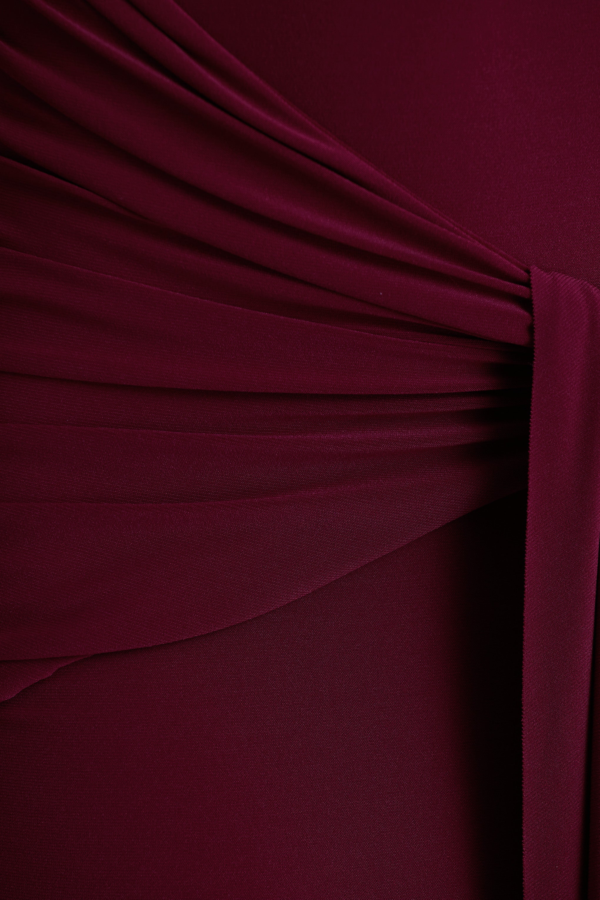 Pietra | Berry High-Neck Long Sleeve Knot Maxi Dress-Sowoom