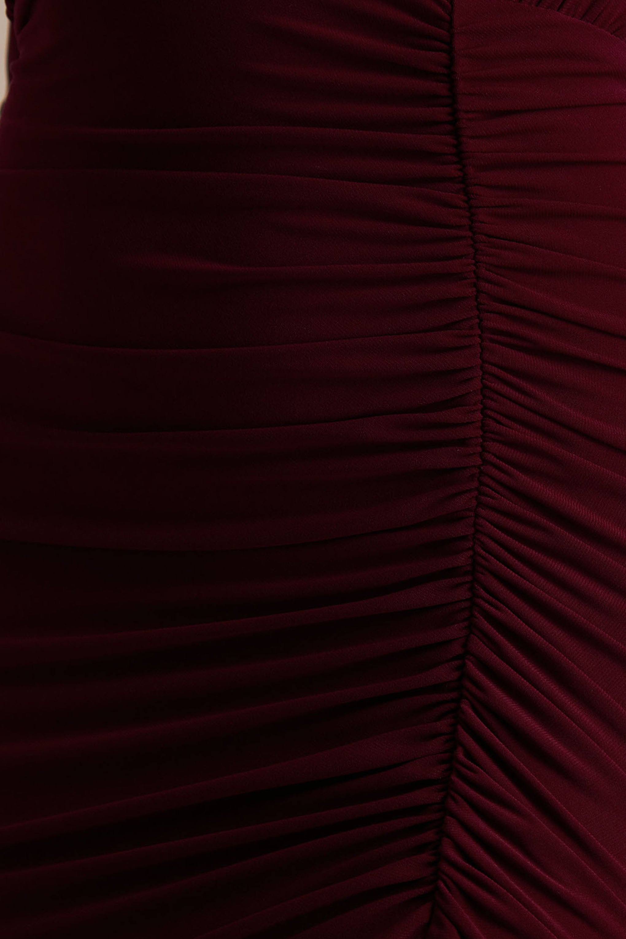 Command | Burgundy Plunge-Neck Maxi Dress With Front-High Split-Sowoom