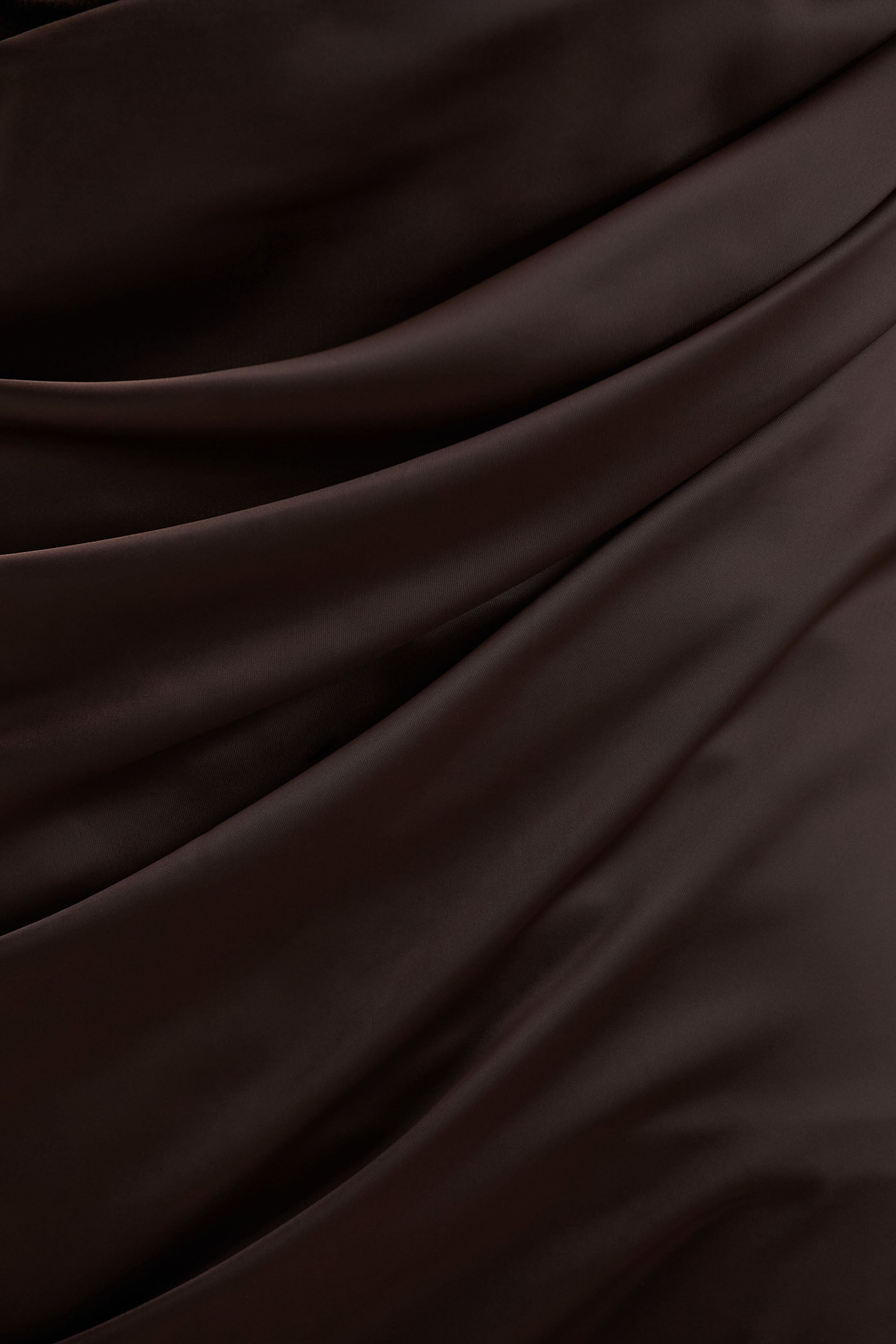 Sasha | Brown Satin And Velvet Midi Dress With Wrap-Detail-Sowoom