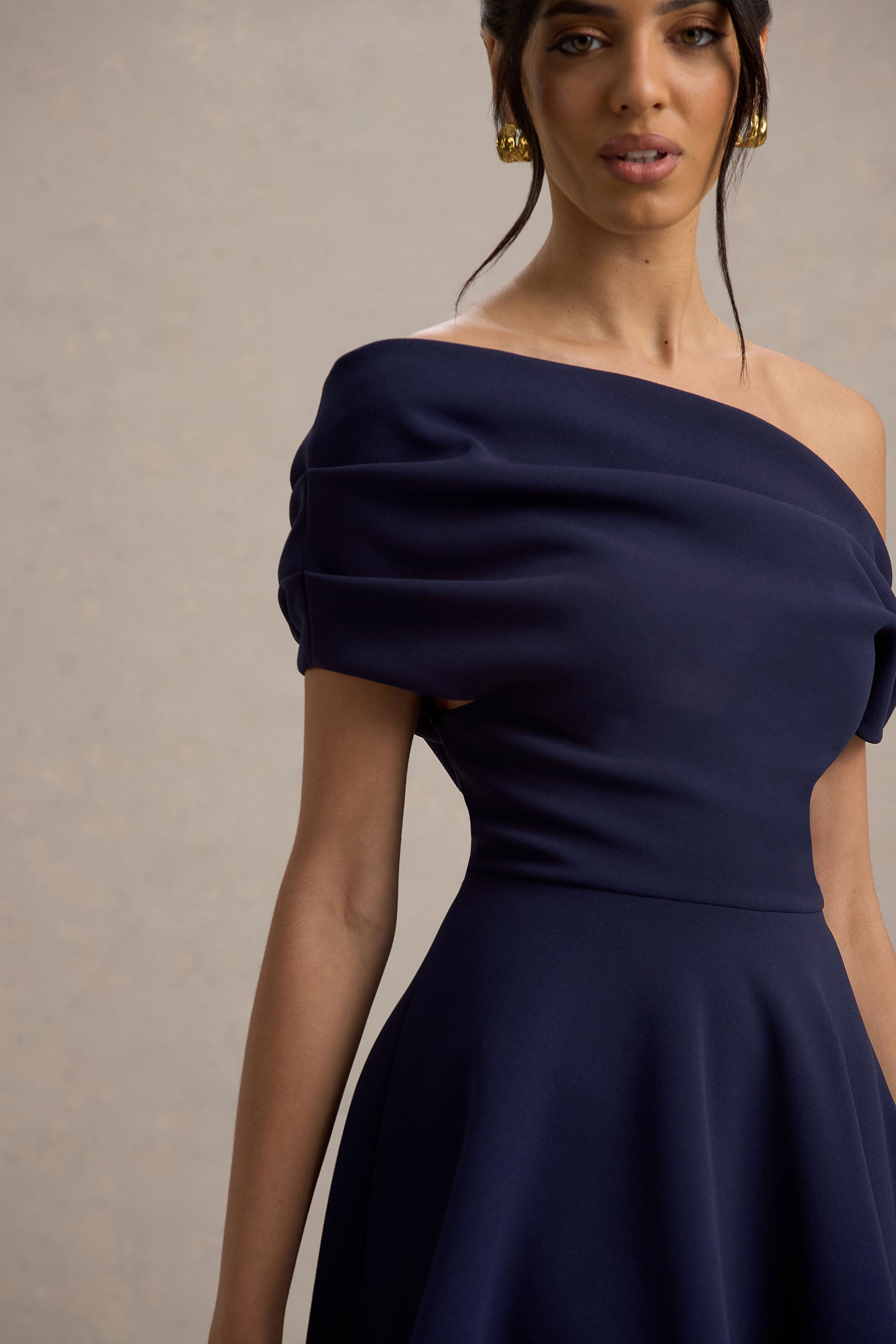 Agnes | Navy One-Shoulder Mini Dress-Sowoom