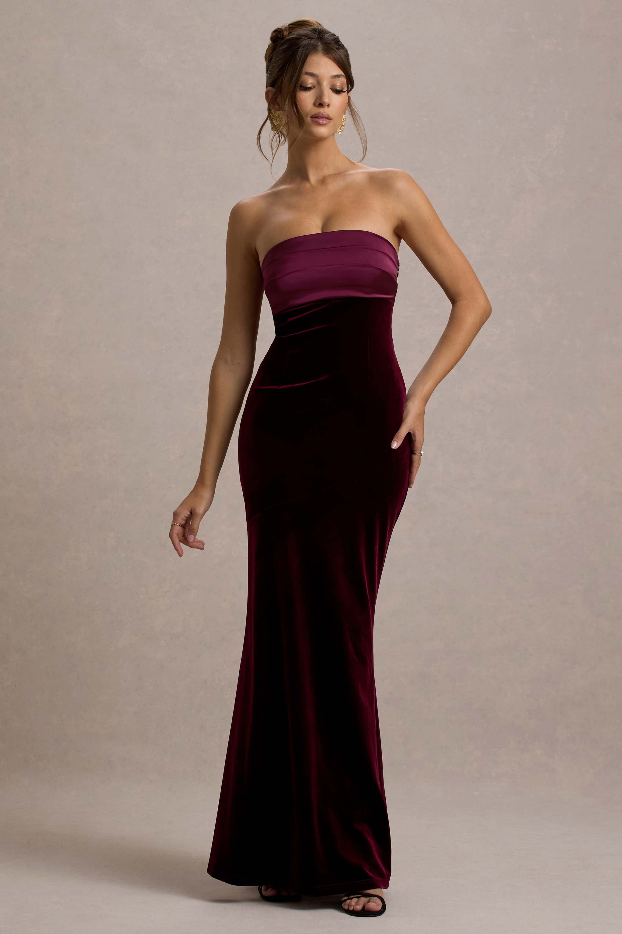 Ambrosi | Port Velvet Bandeau Maxi Dress-Sowoom