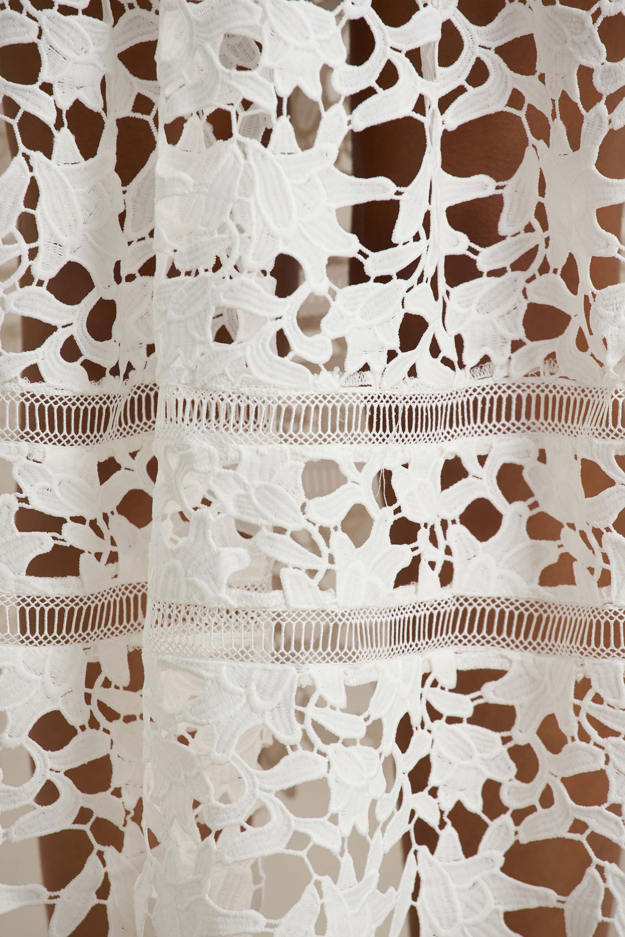 Zuri | White Lace Sweetheart Midi Dress With Cami Straps-Sowoom