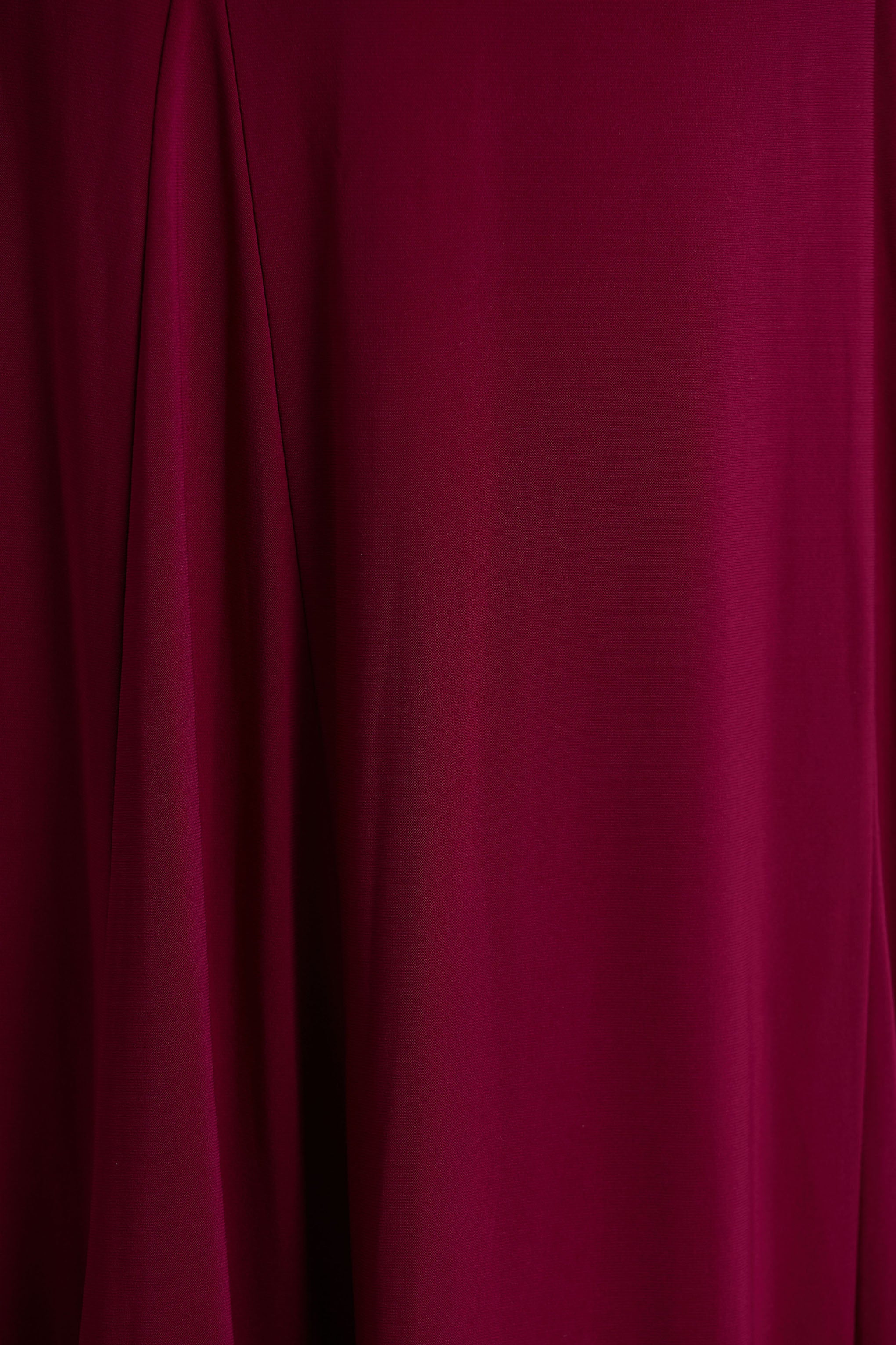 Cilla | Burgundy Bardot-Neck Maxi Dress With Ruched Detailing-Sowoom