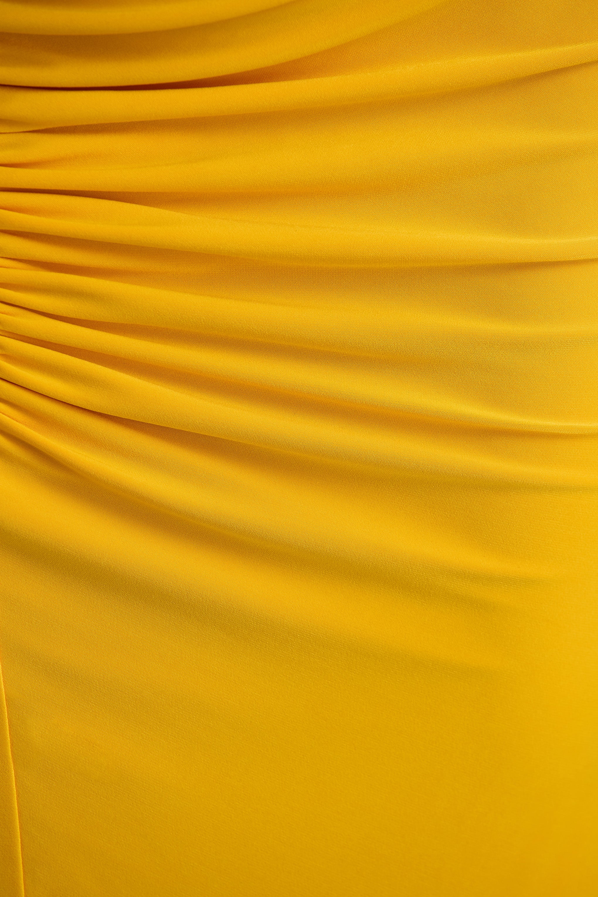 Diva | Yellow Slashed-Neck Maxi Dress With Ruched Detailing-Sowoom