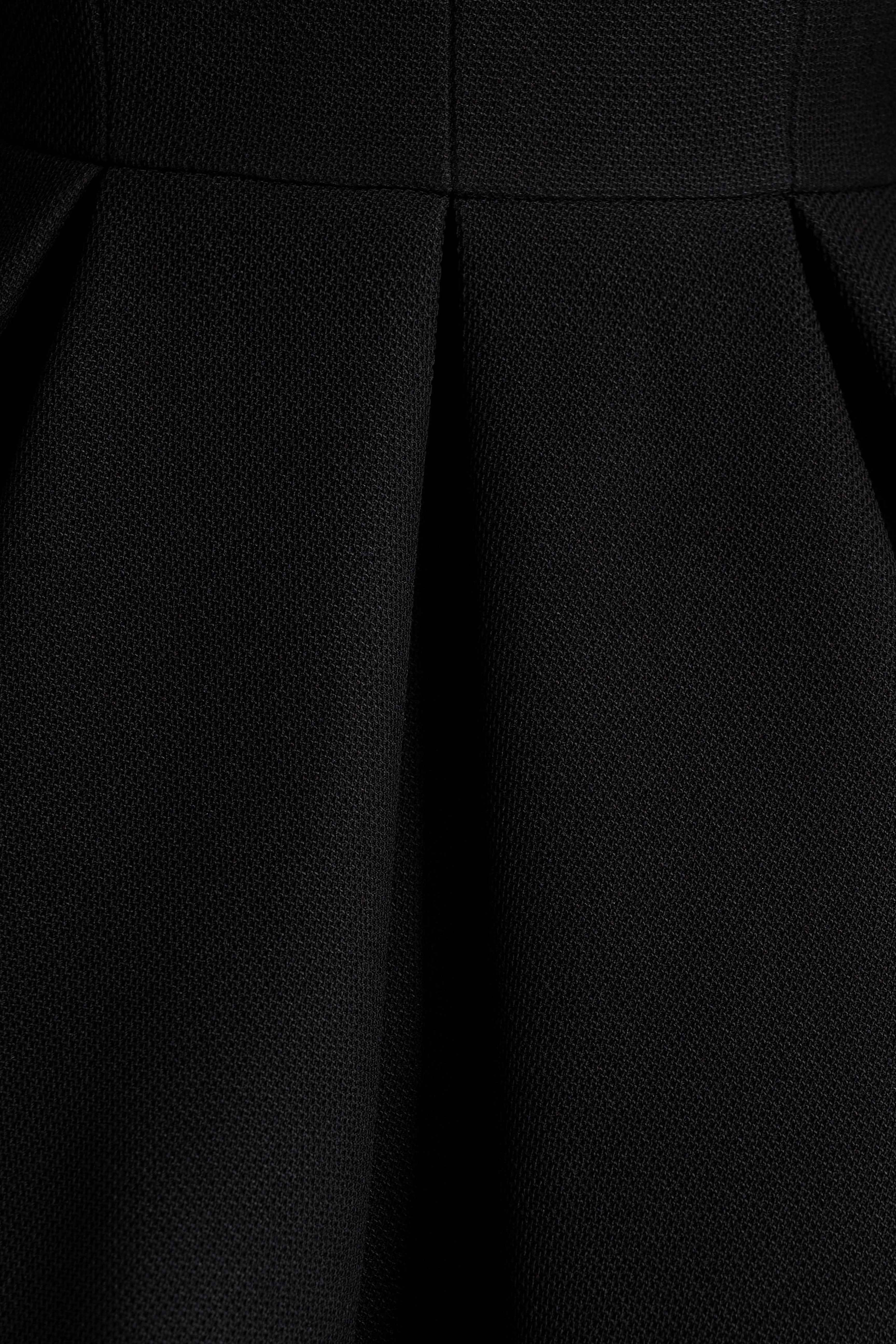 Kat | Black Plunge-Neck Tailored Mini Dress-Sowoom