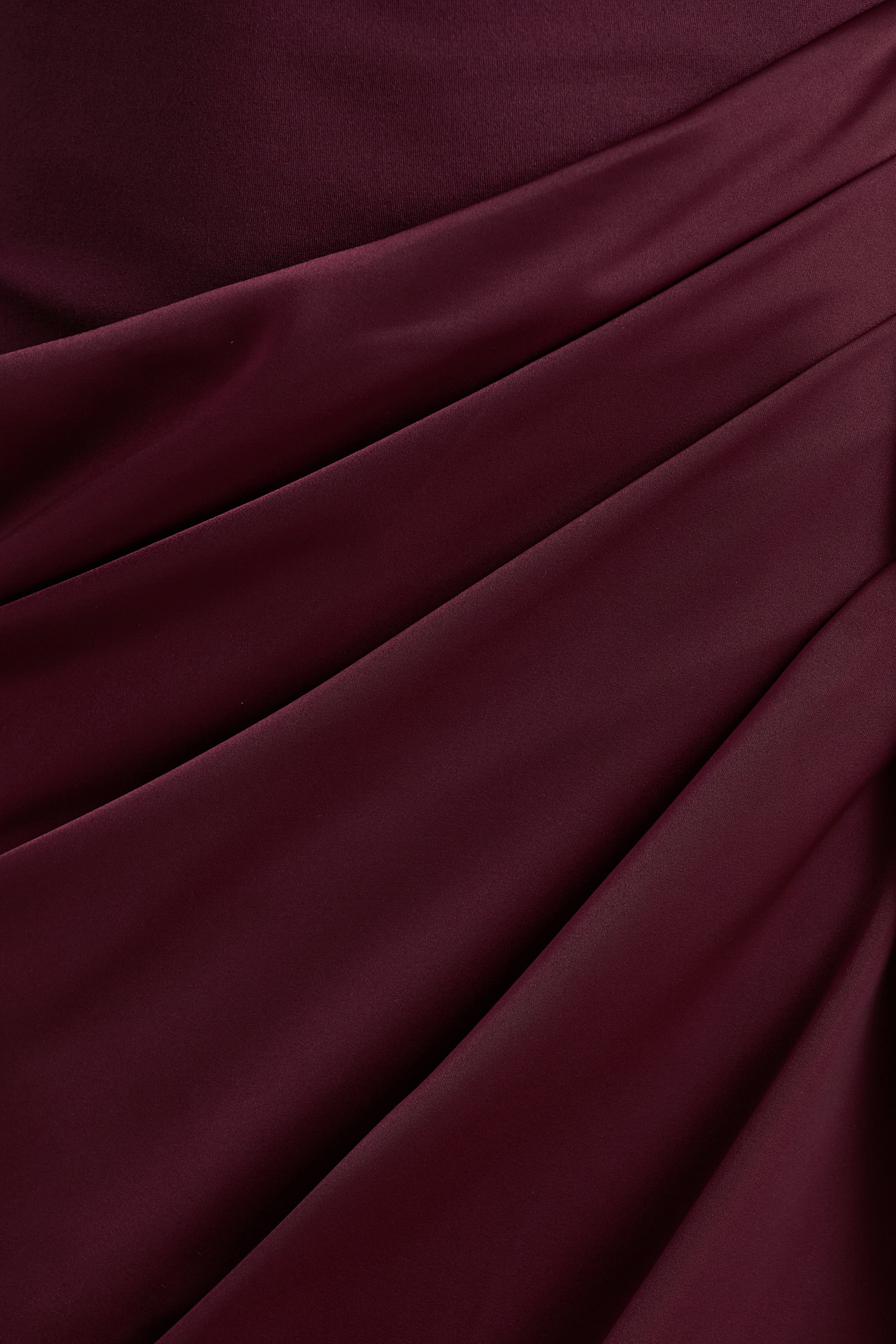 Raffie | Plum Long-Sleeve Midi Dress With Satin Wrap Skirt-Sowoom