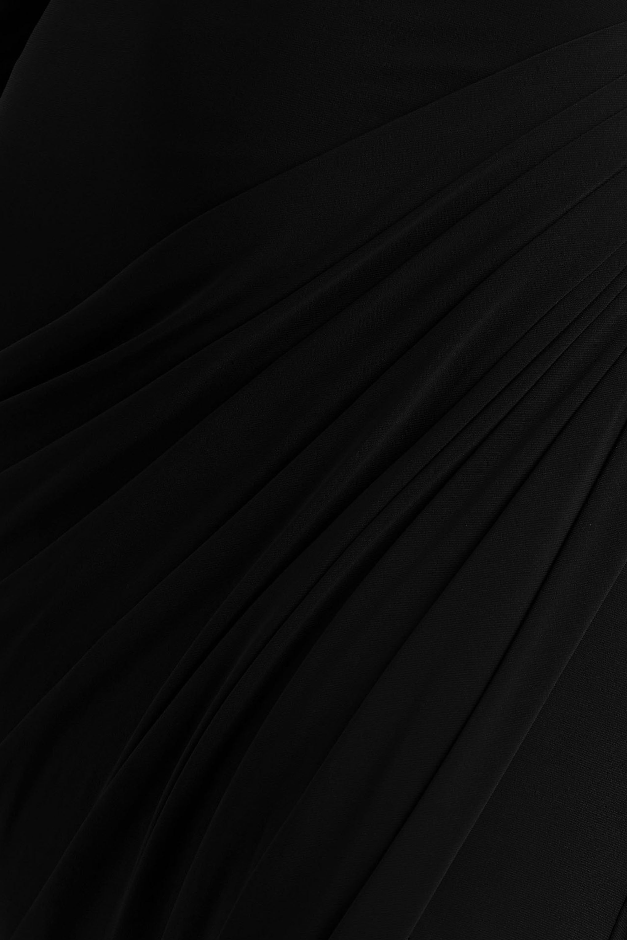 Betsy | Black High-Neck Maxi Dress With Front Split And Ruched Detailing-Sowoom