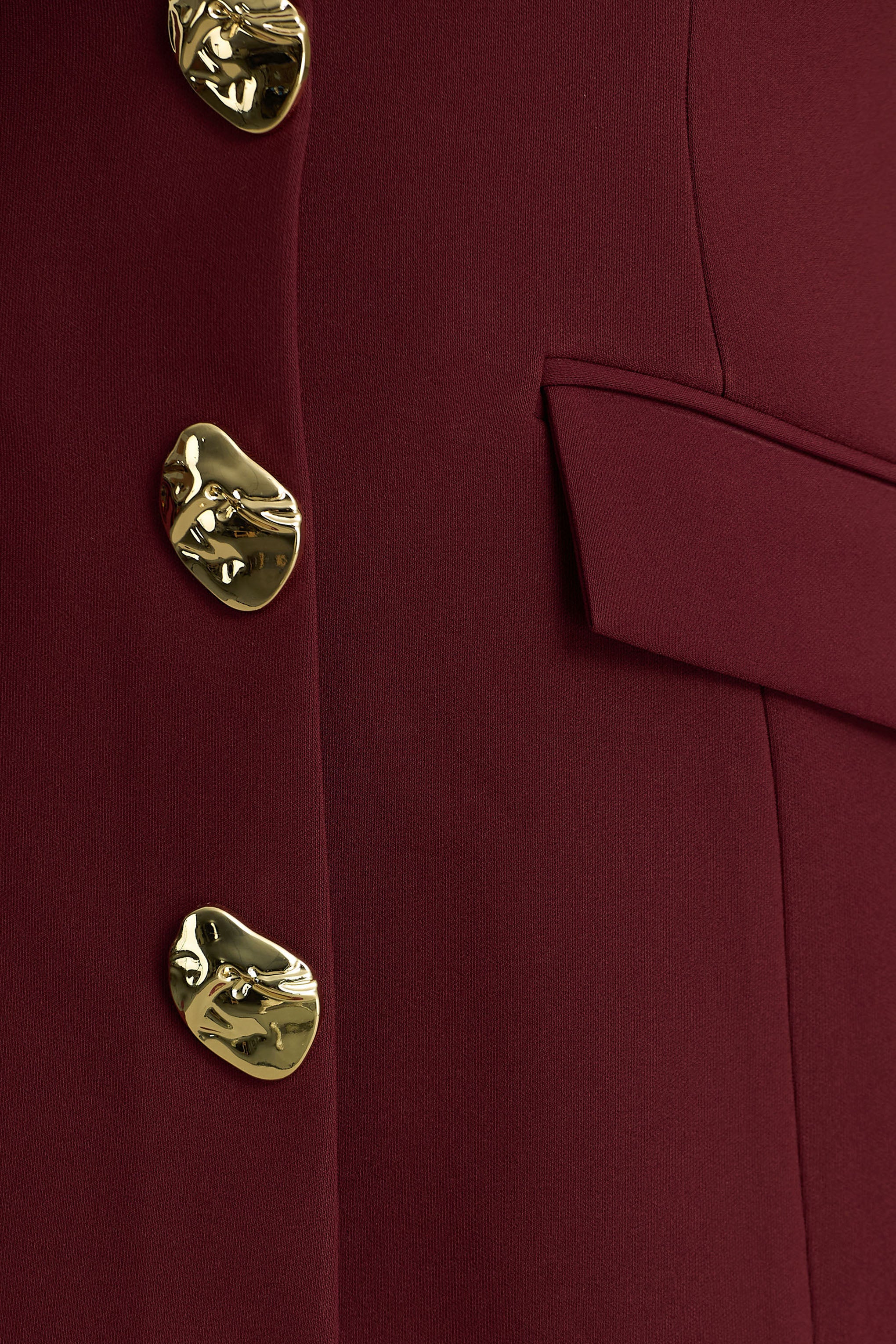 Belony | Dark Plum Crew-Neck Mini Dress With Button Detailing-Sowoom