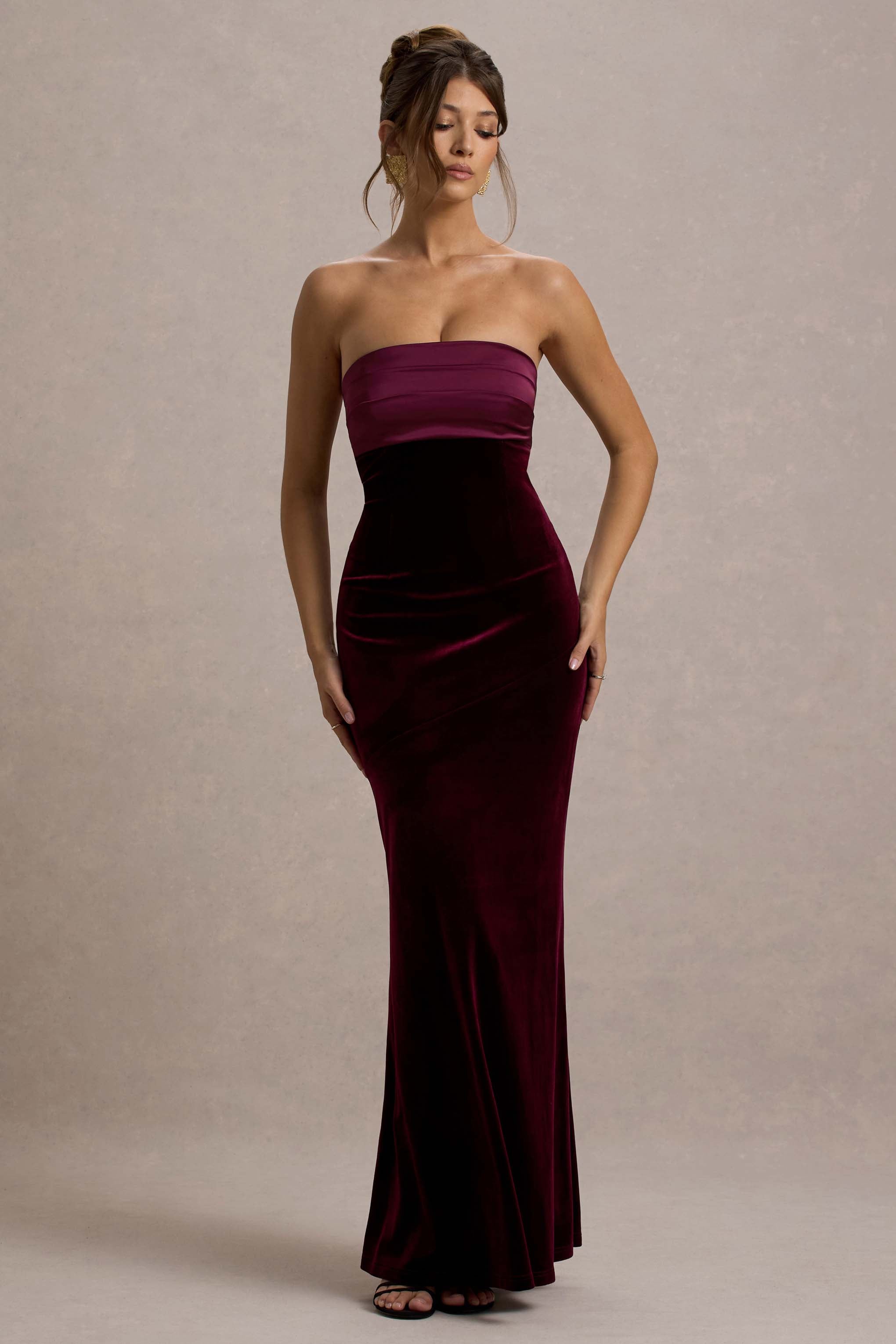 Ambrosi | Port Velvet Bandeau Maxi Dress-Sowoom