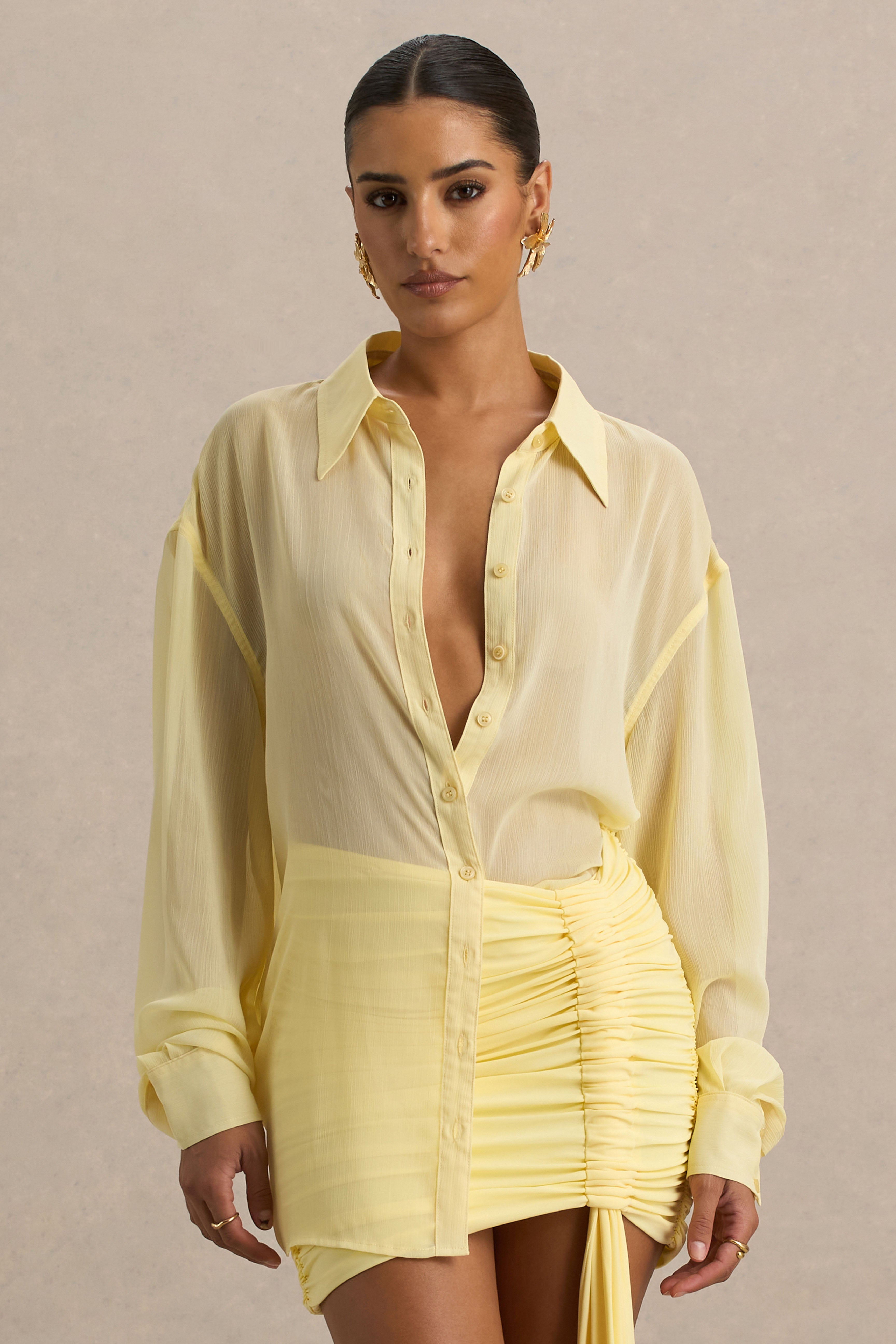 Zinna | Lemon Plunge-Neck Shirt-Sowoom