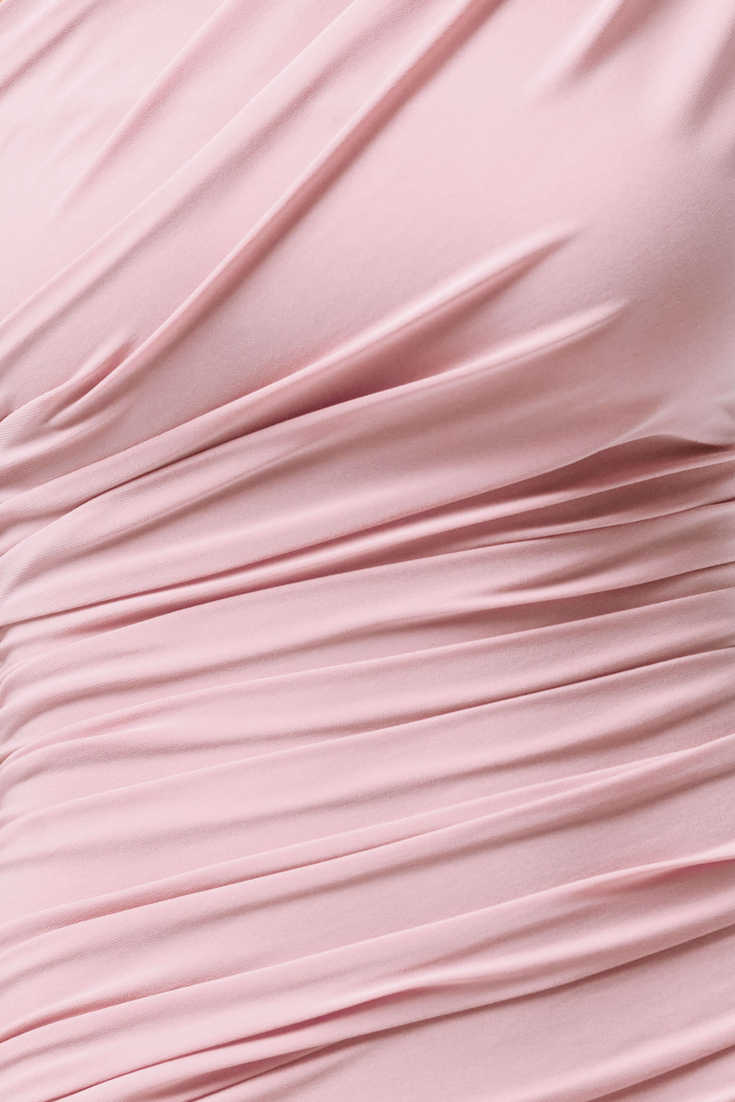 Mardi | Pink Asymmetric Maxi Dress With Ruching-Sowoom